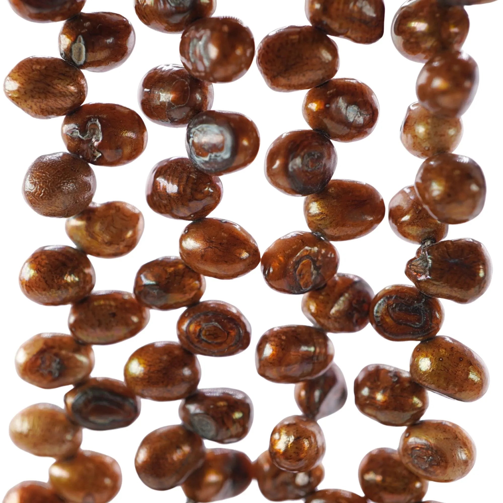 Golden Freshwater Pearls Potato Shape Beads Strand 