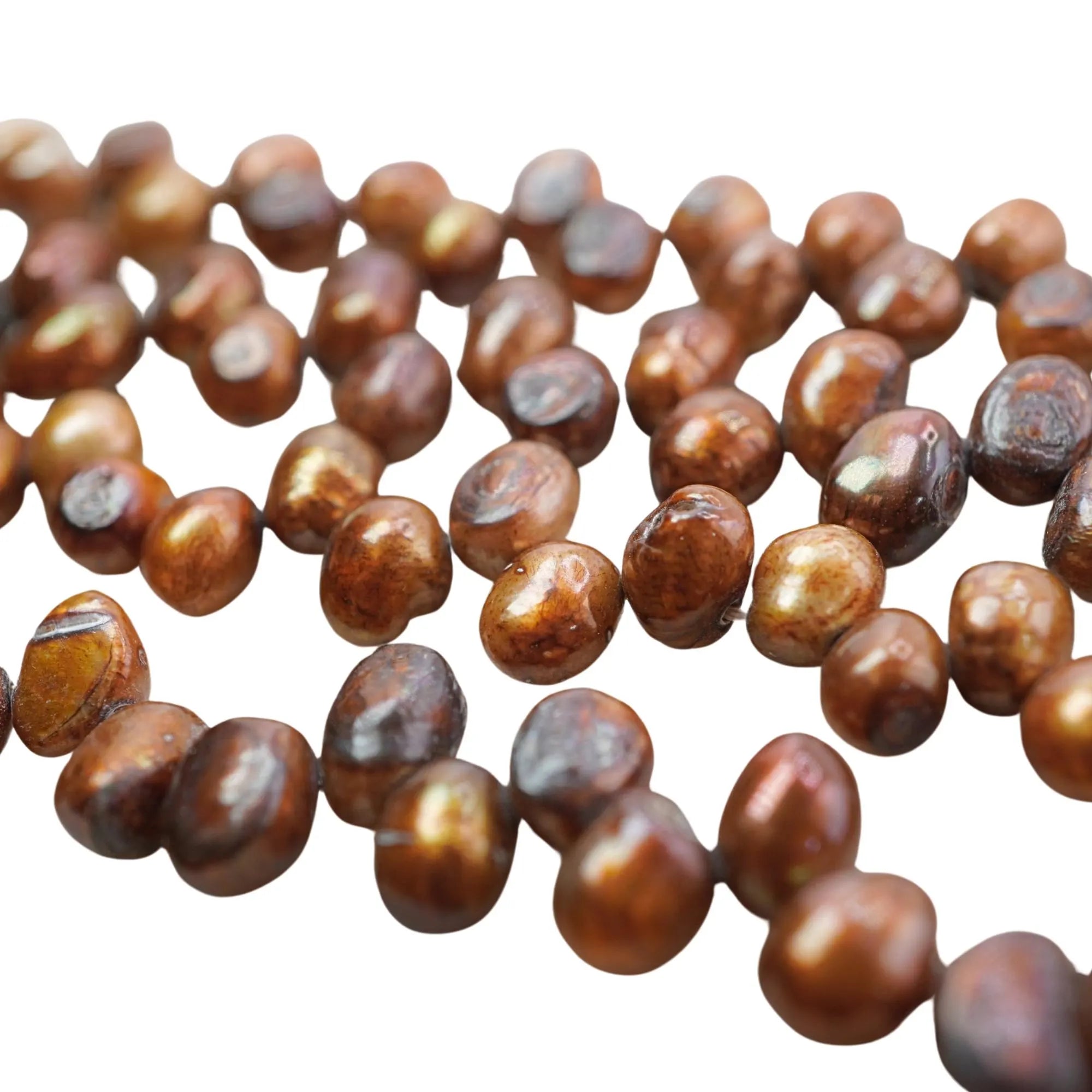 Golden Freshwater Pearls Potato Shape Beads Strand 