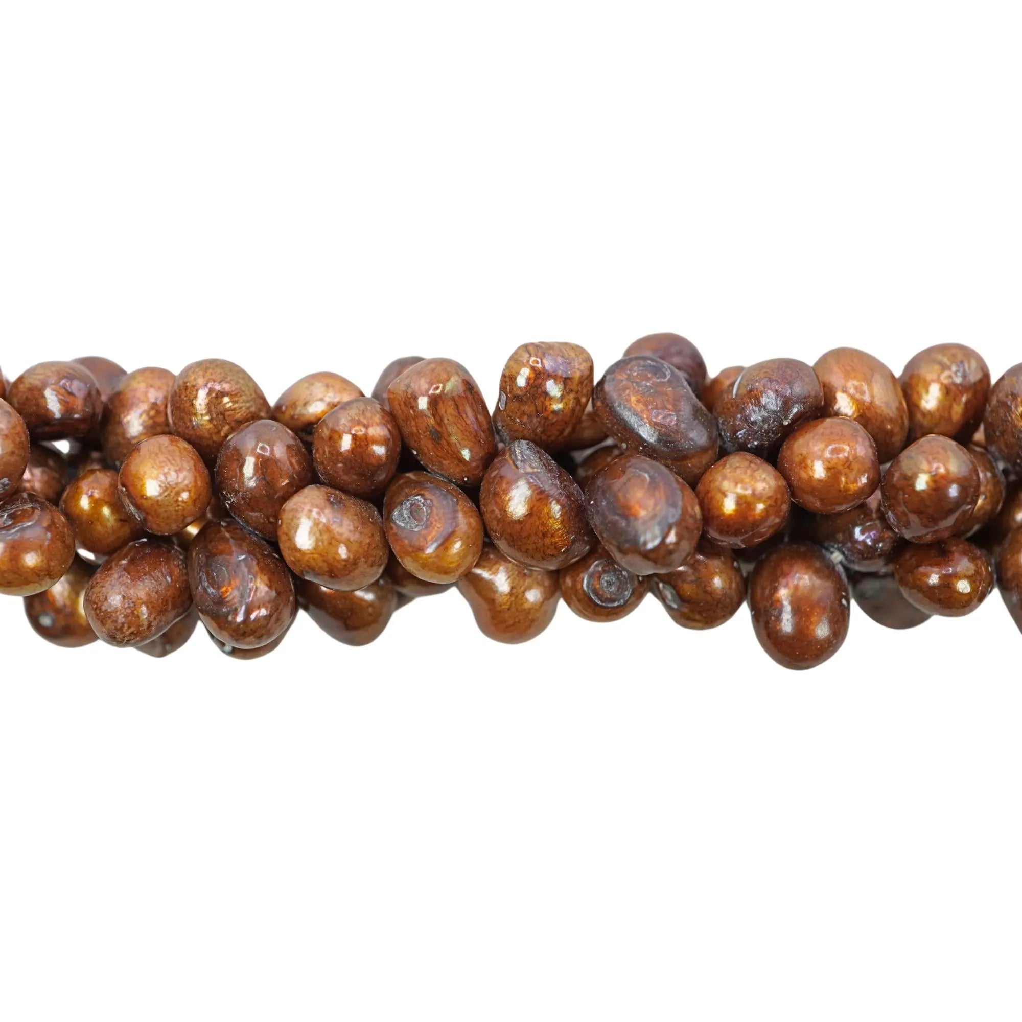 Golden Freshwater Pearls Potato Shape Beads Strand 