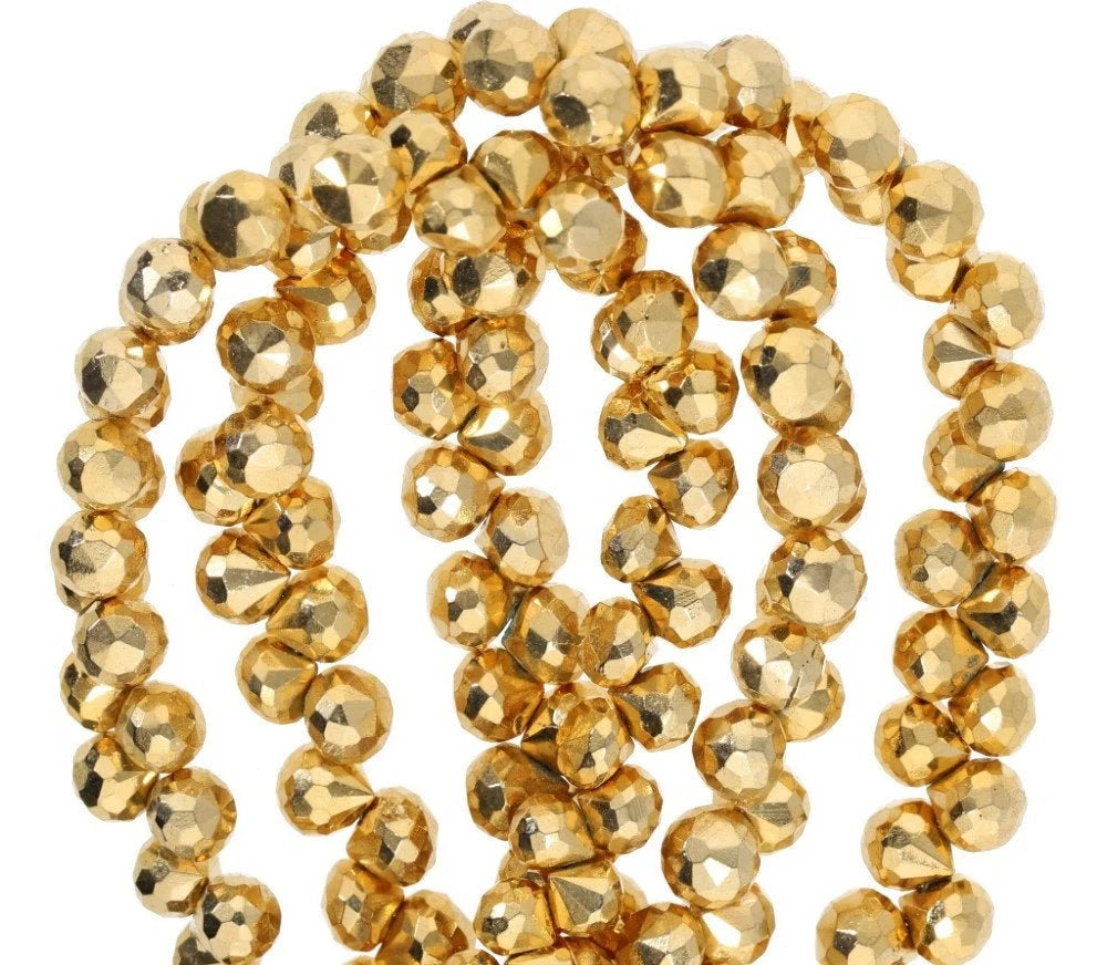 Golden Pyrite Faceted Teardrops Shape Strand Beads