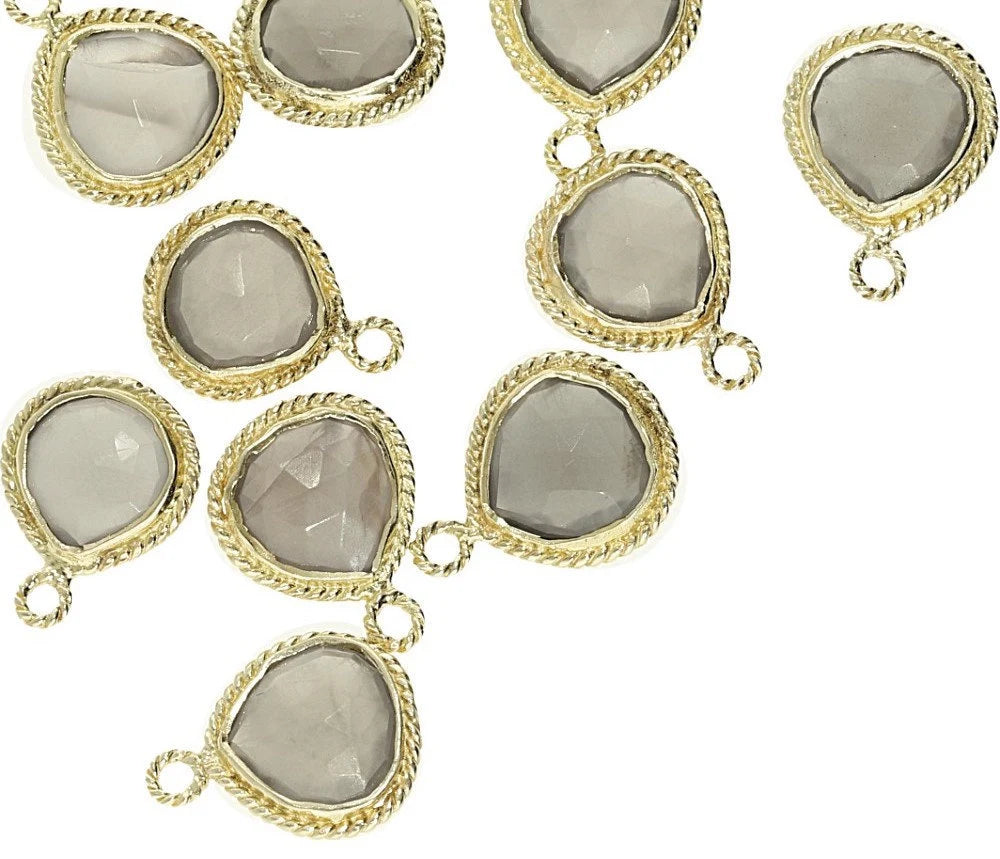Gray Moonstone Heart Shape Gold