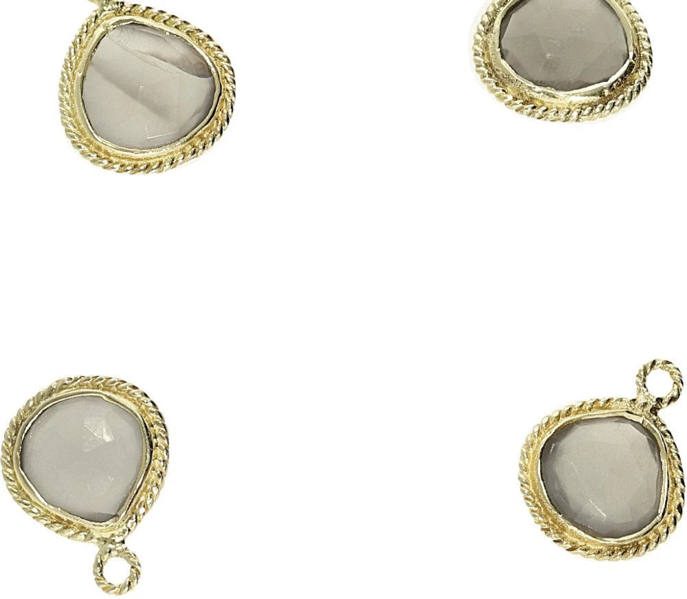 Gray Moonstone Heart Shape Gold