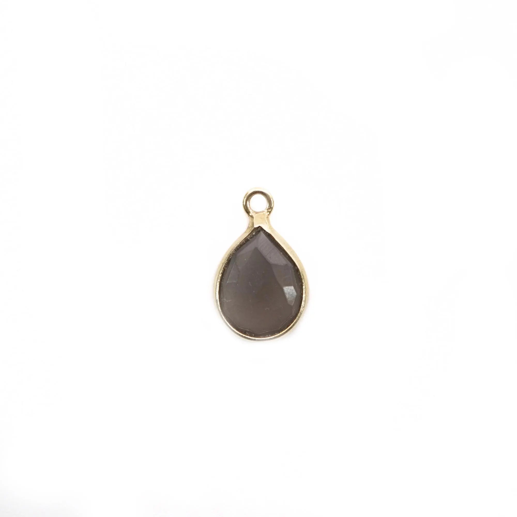 Gray Moonstone Pear Shape Gemstone Gold Plated Sterling Silver Bezel Charm Pendant