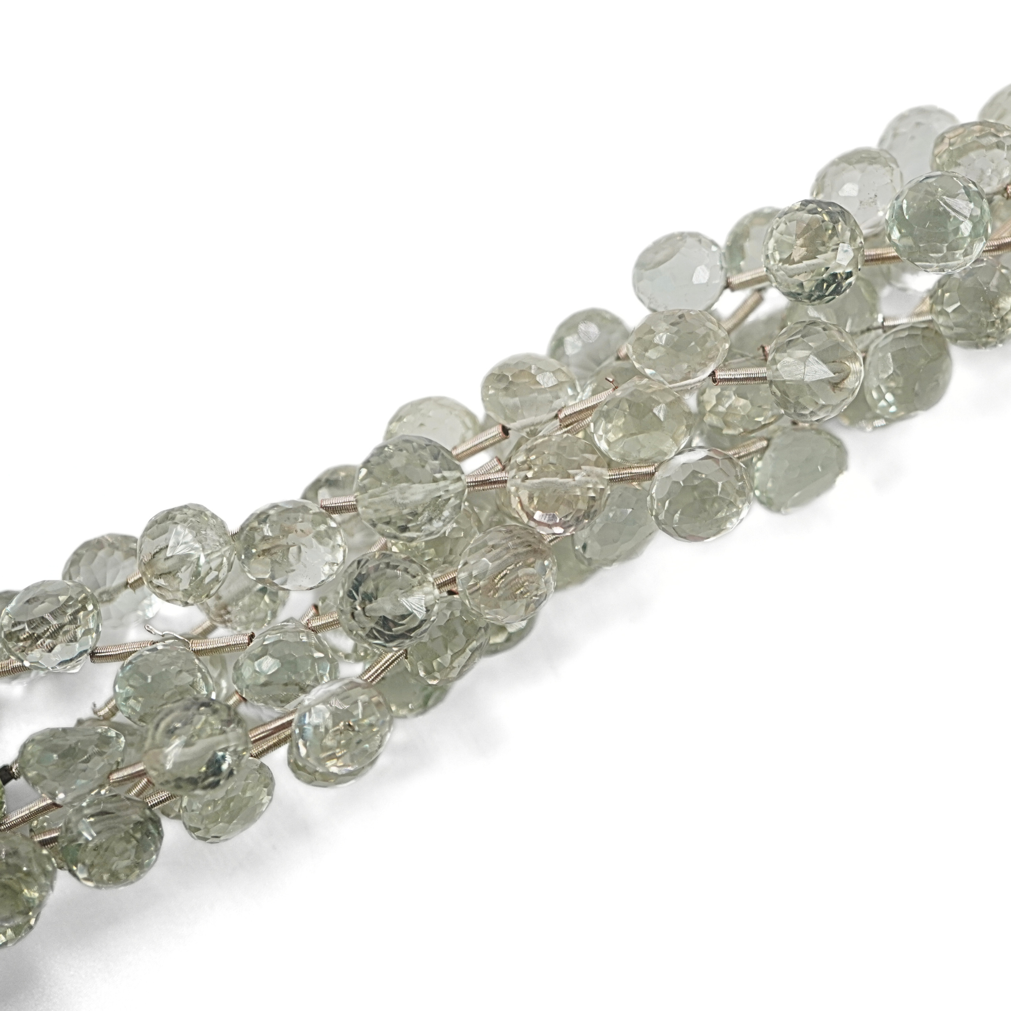 Green Amethyst Faceted Teardrops Shape Gemstone Strand Beads