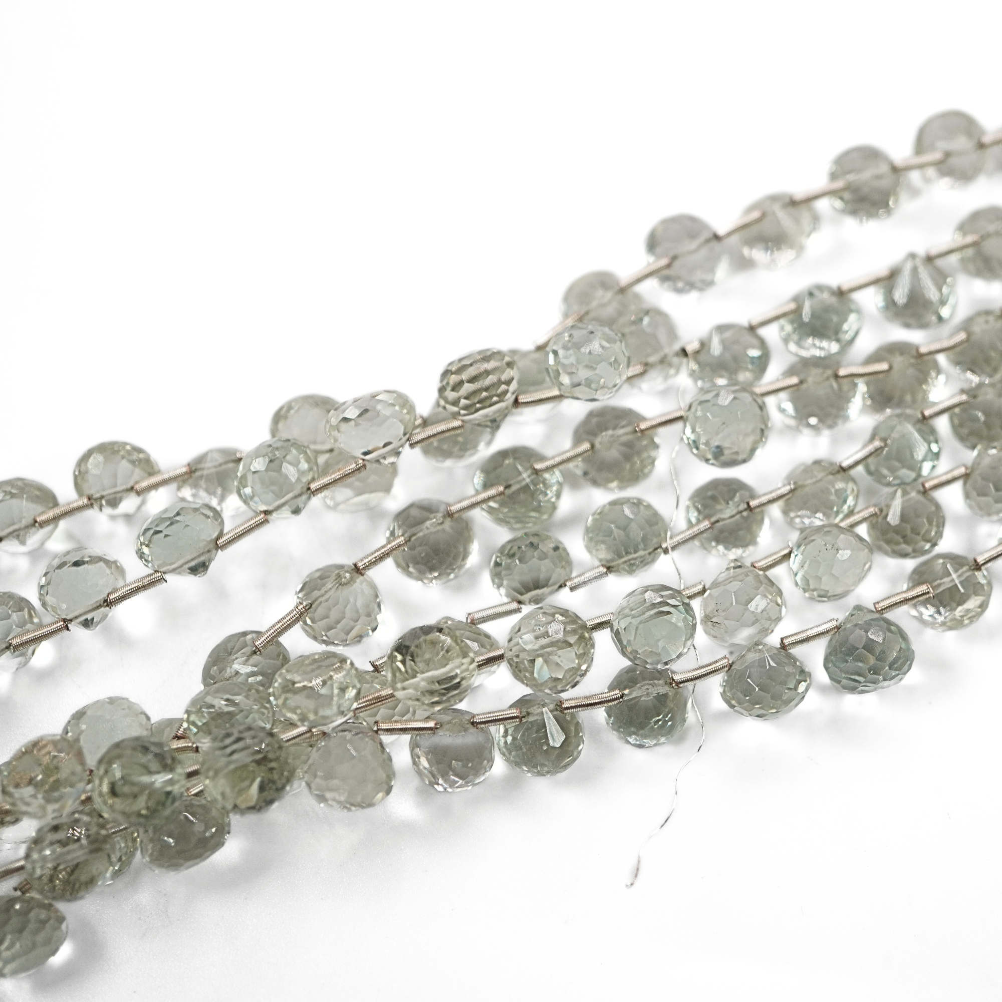 Green Amethyst Faceted Teardrops Shape Gemstone Strand Beads