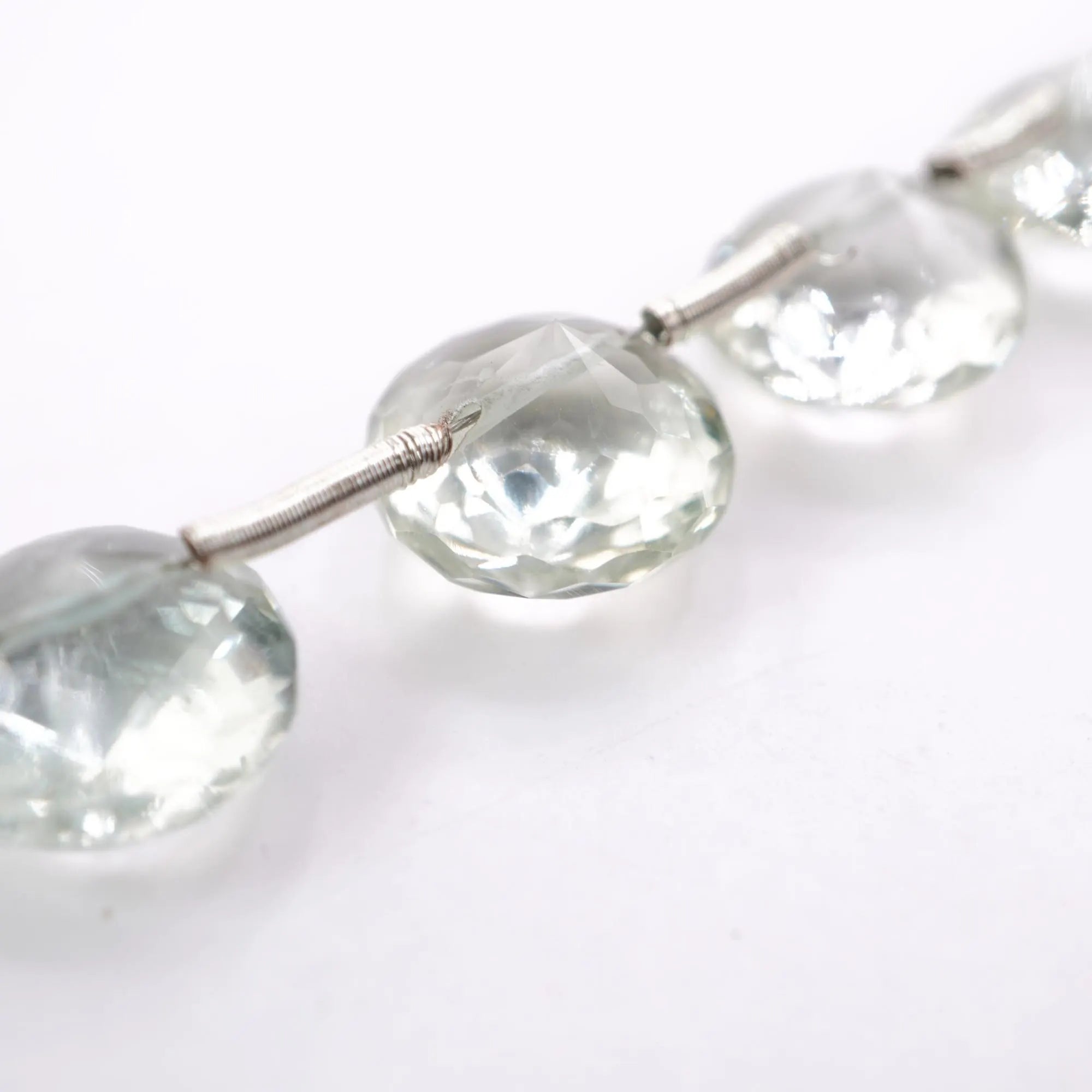 Green Amethyst Round Drop Shape Gemstone Beads