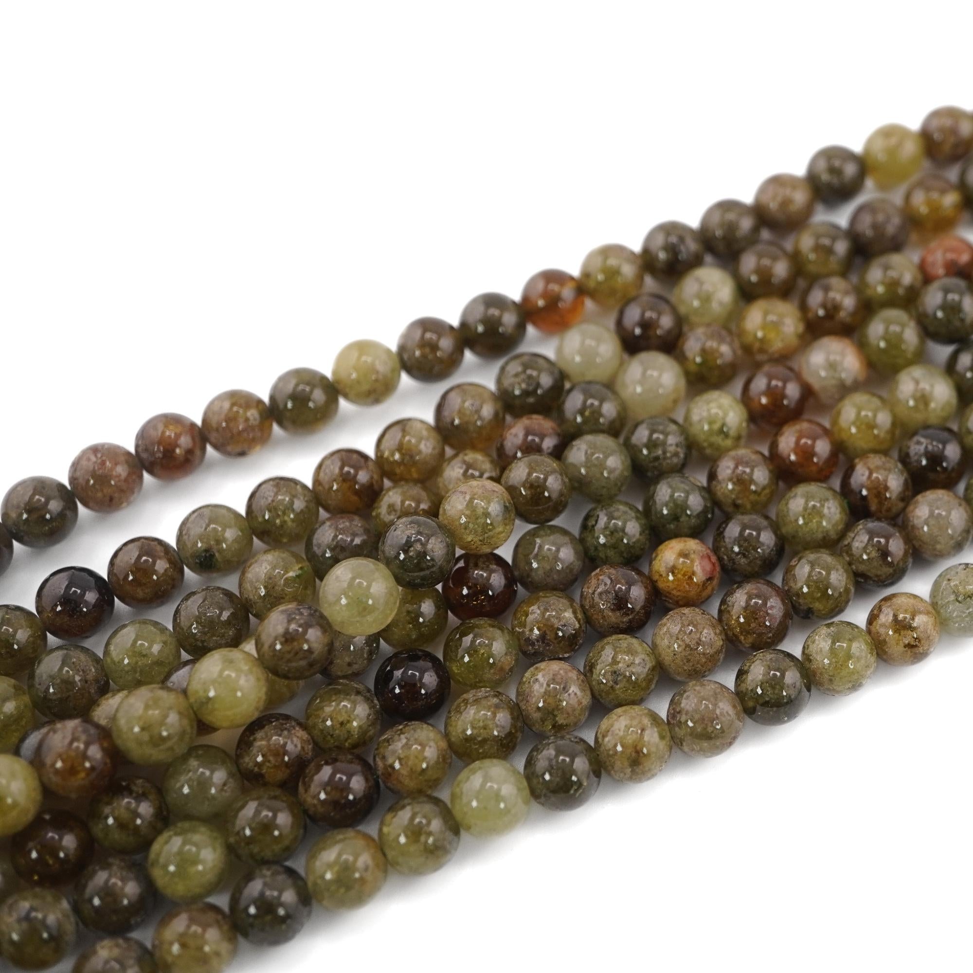 Green Garnet Smooth Round Shape Gemstone Strand Beads