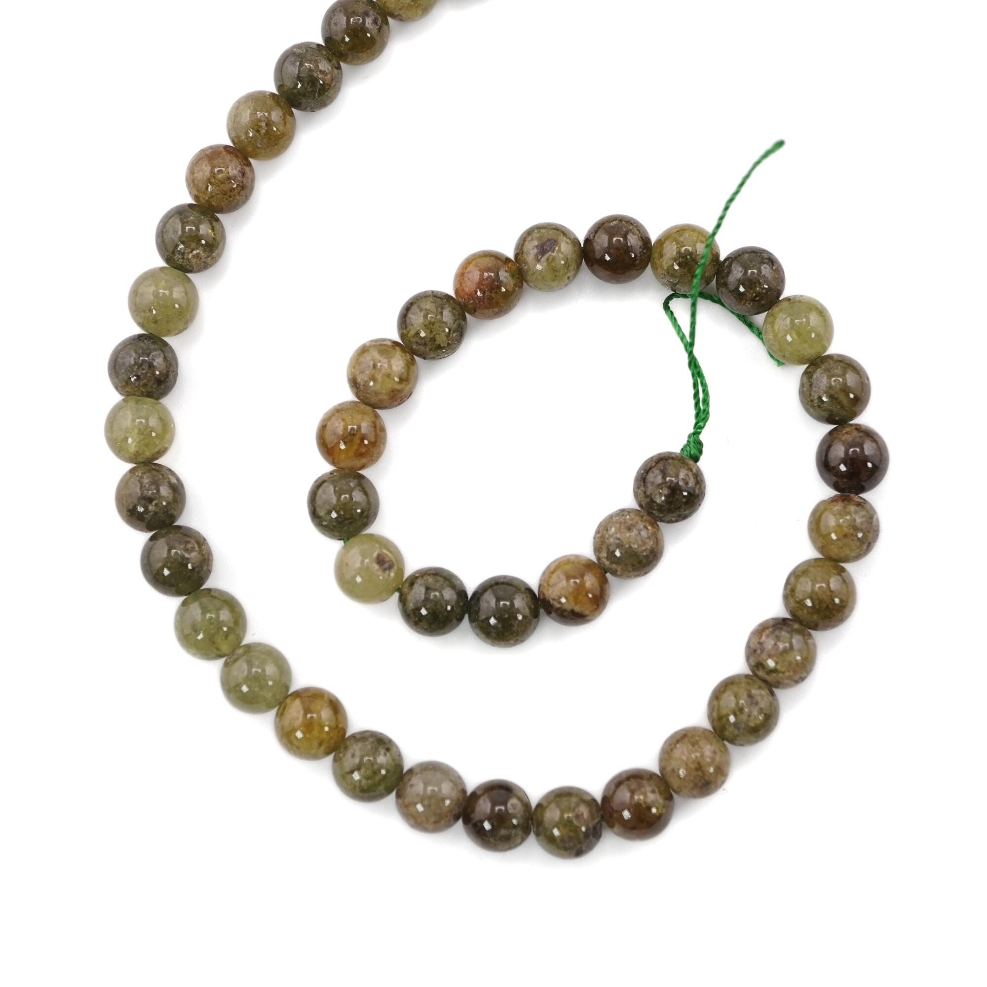 Green Garnet Smooth Round Shape Gemstone Strand Beads