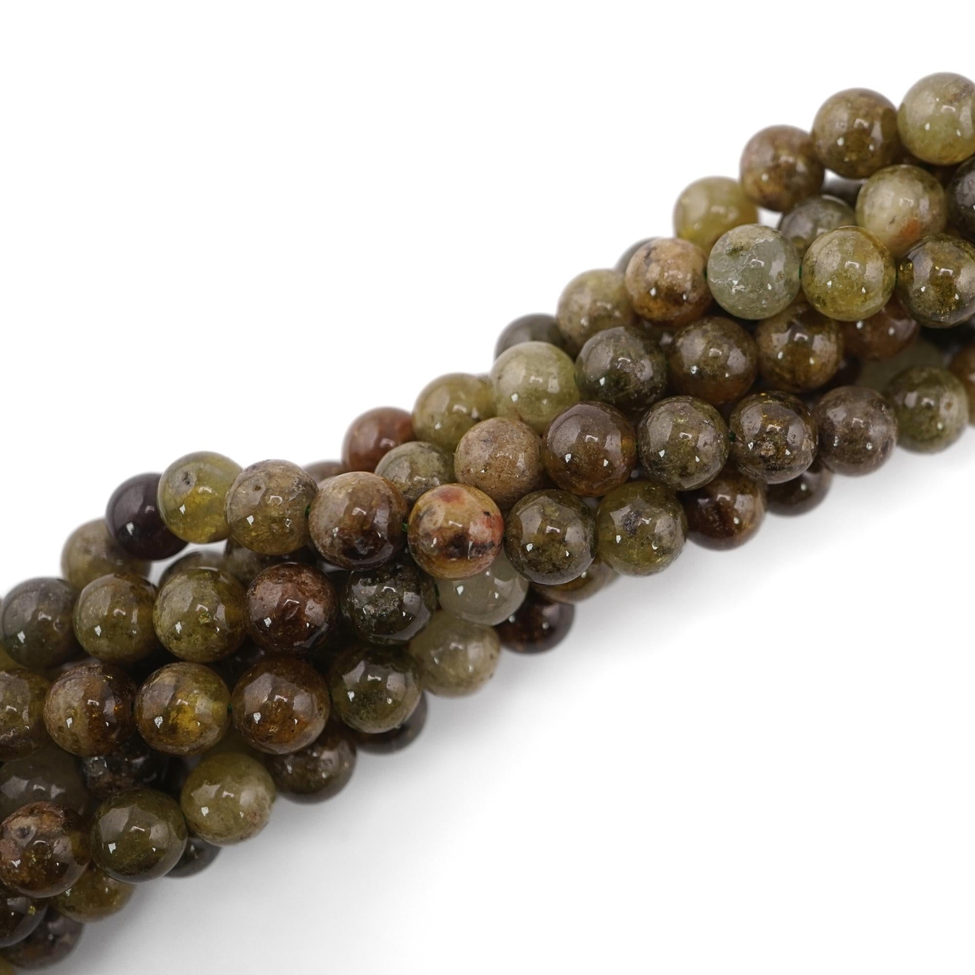 Green Garnet Smooth Round Shape Gemstone Strand Beads