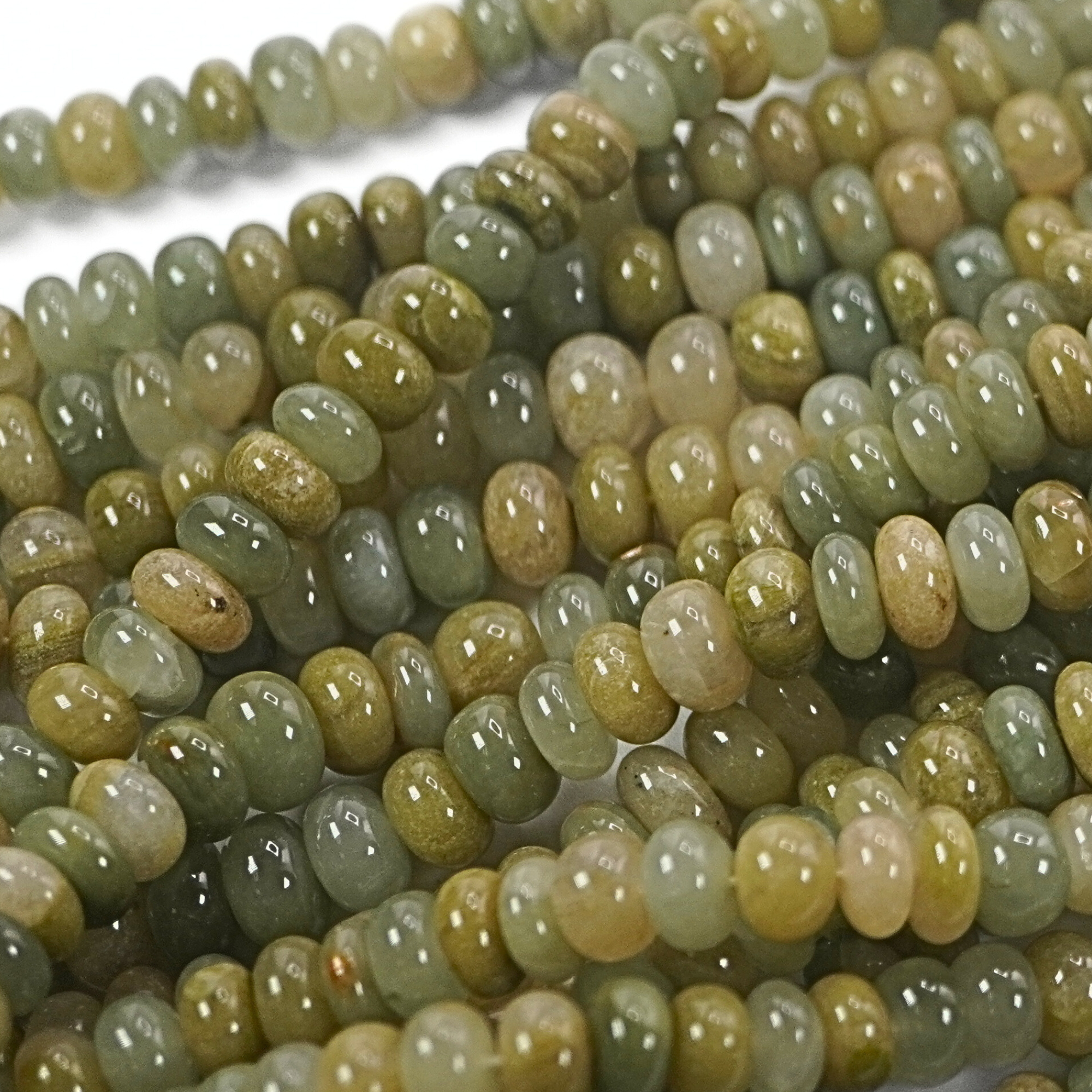 Green Jade Smooth Rondelle Shape Gemstone Strand Beads