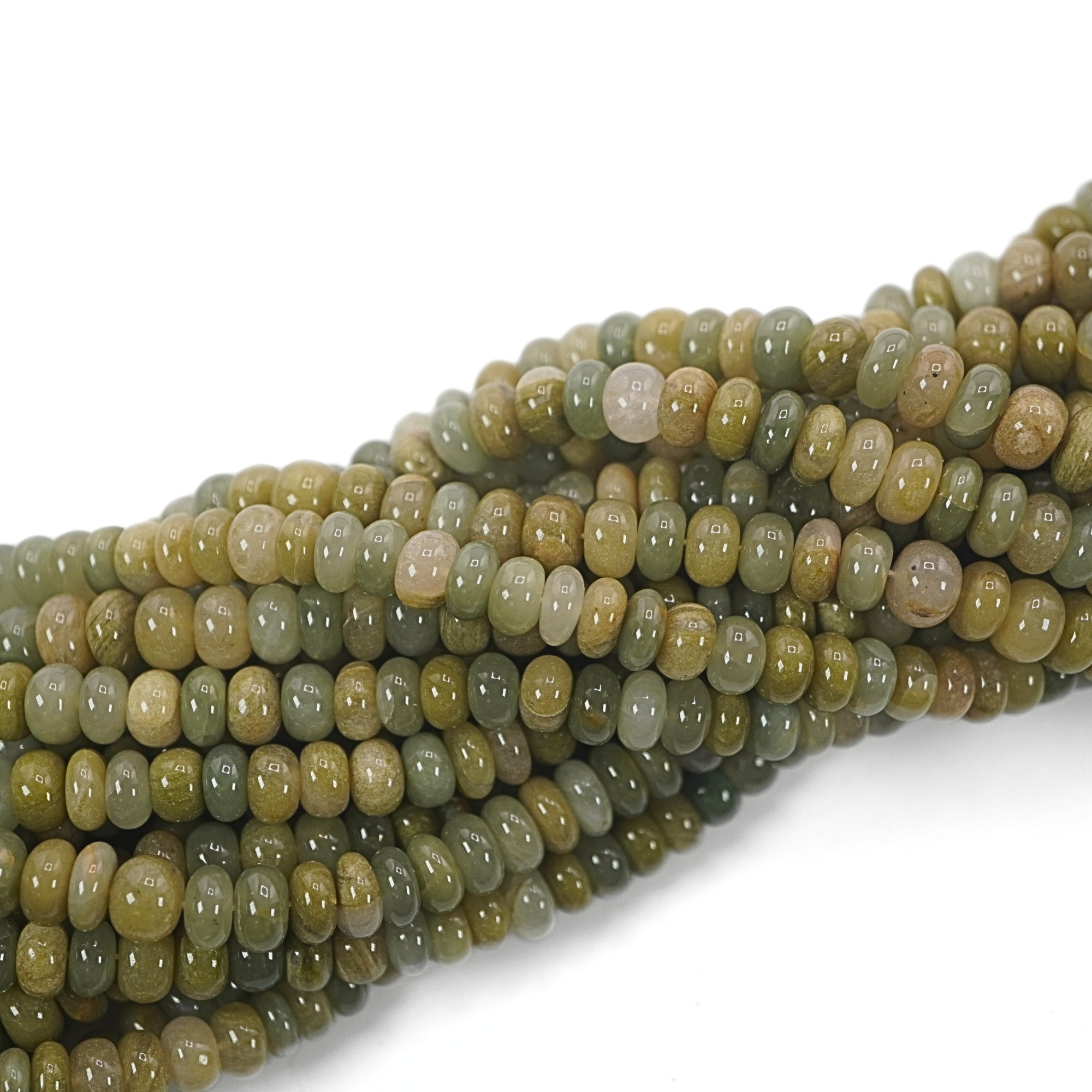 Green Jade Smooth Rondelle Shape Gemstone Strand Beads