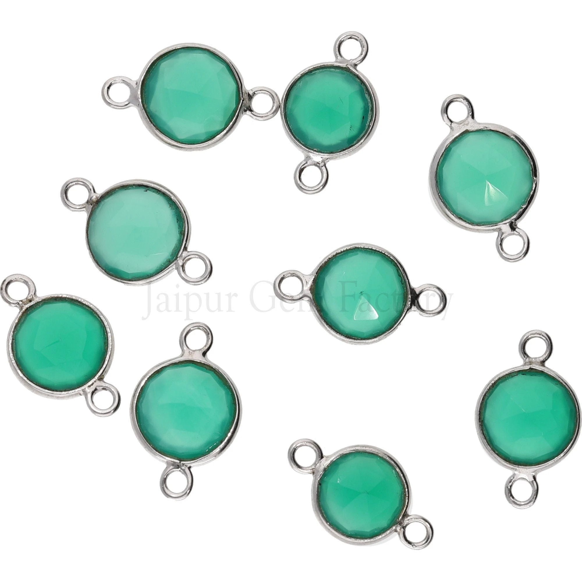 Green Onyx Coin Charm Connector
