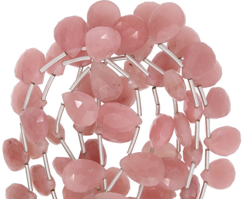 Guava Quartz Faceted Pear Shape Gemstone Strand Beads