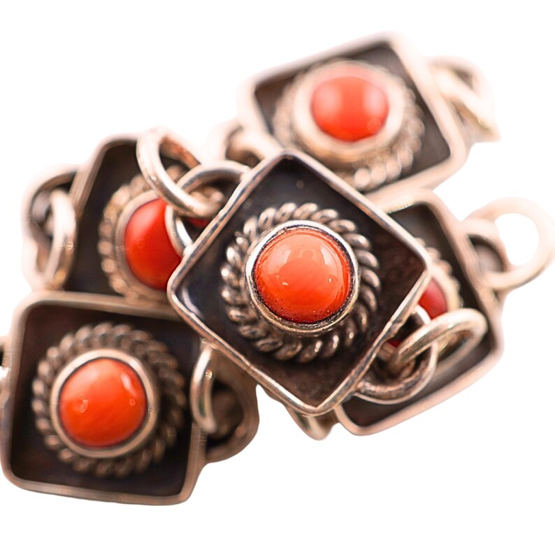 Handmade coral gemstone charm pendant


