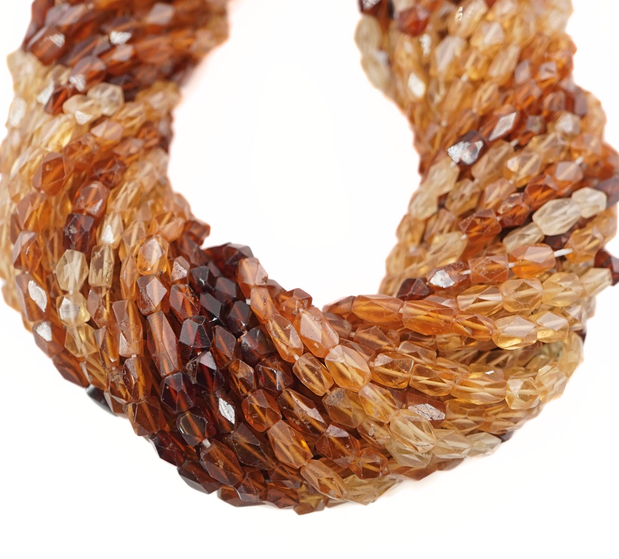 Hessonite Garnet Faceted Oval Shape Gemstone Beads