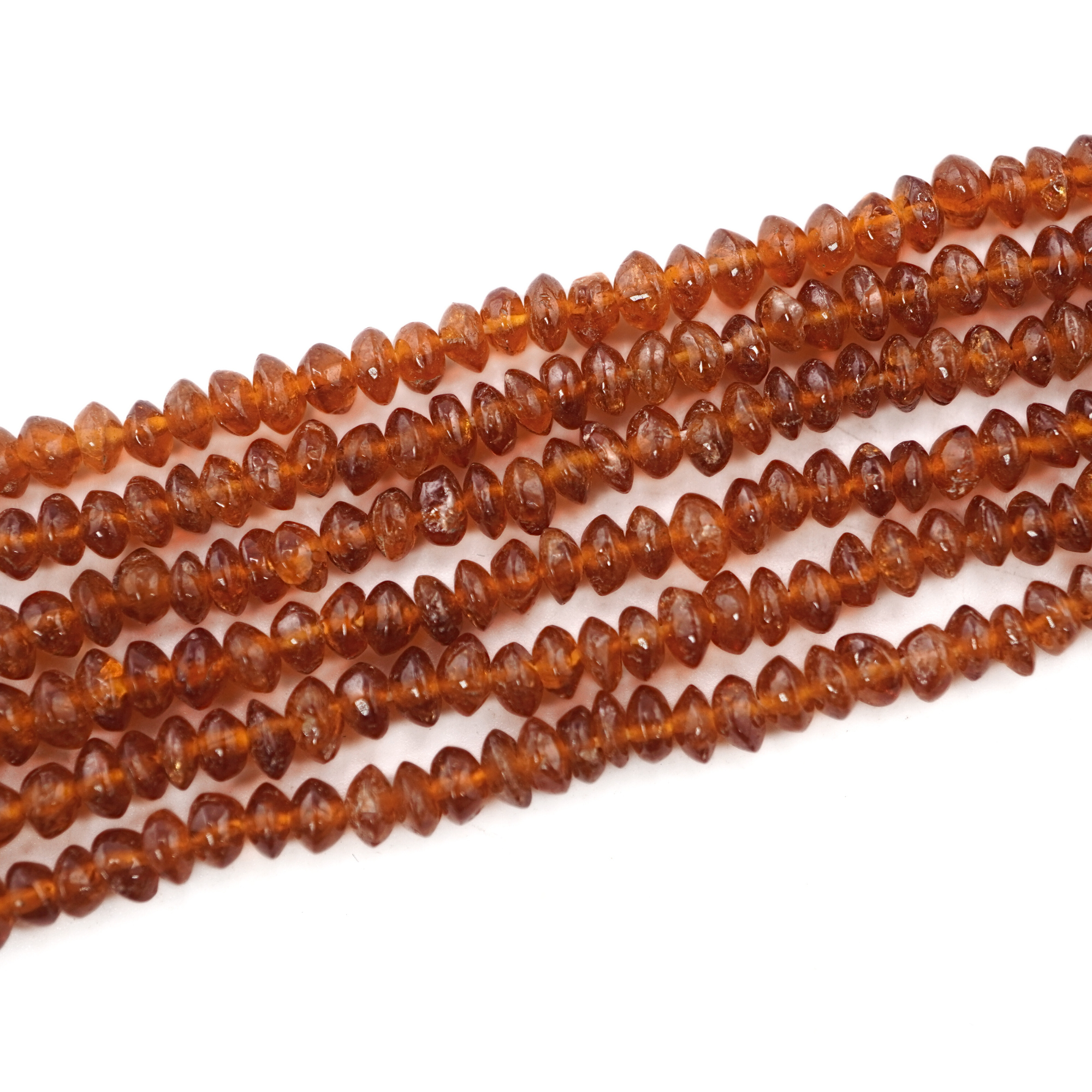 Hessonite Micro Faceted Rondelle Shape Gemstone Strand Beads