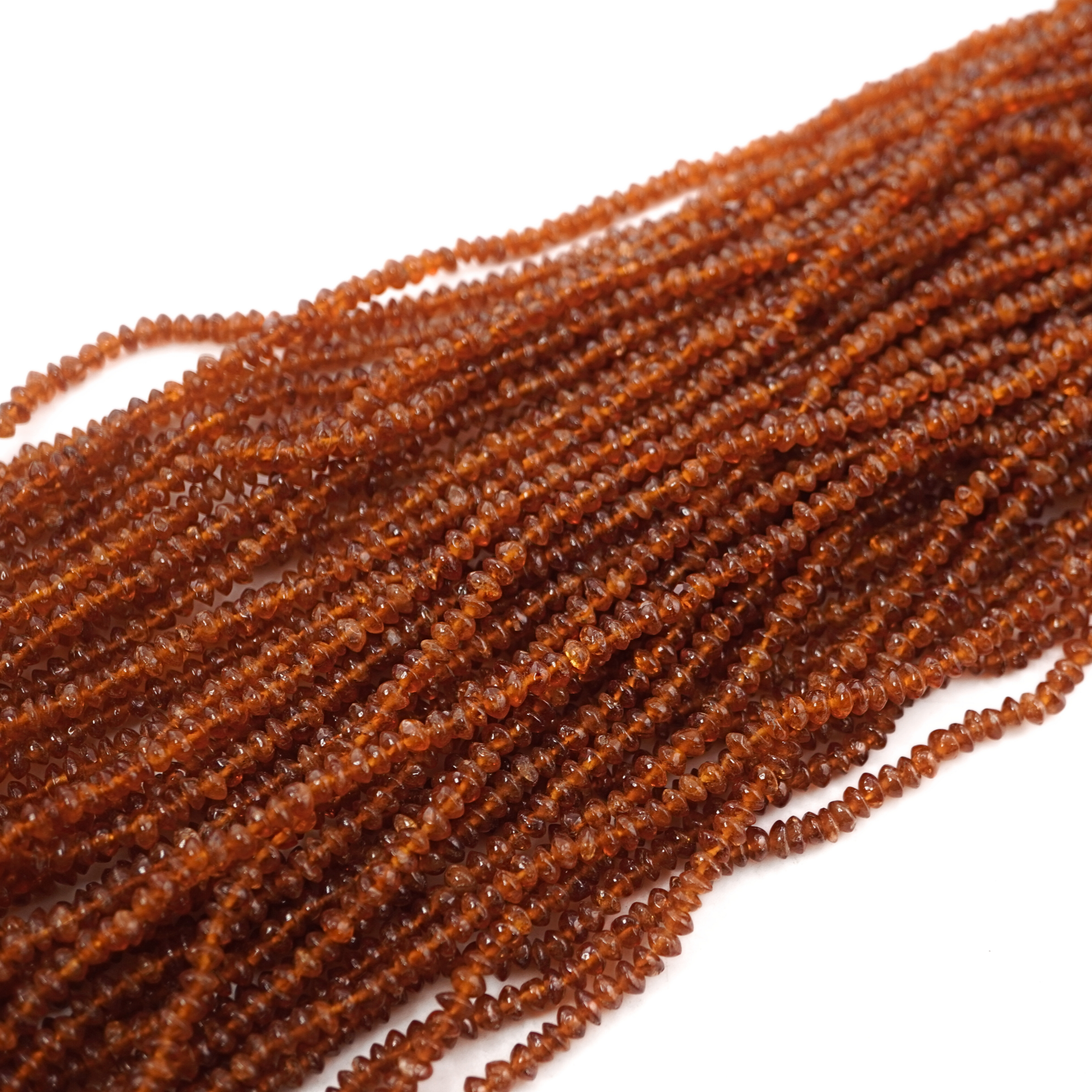 Hessonite Micro Faceted Rondelle Shape Gemstone Strand Beads