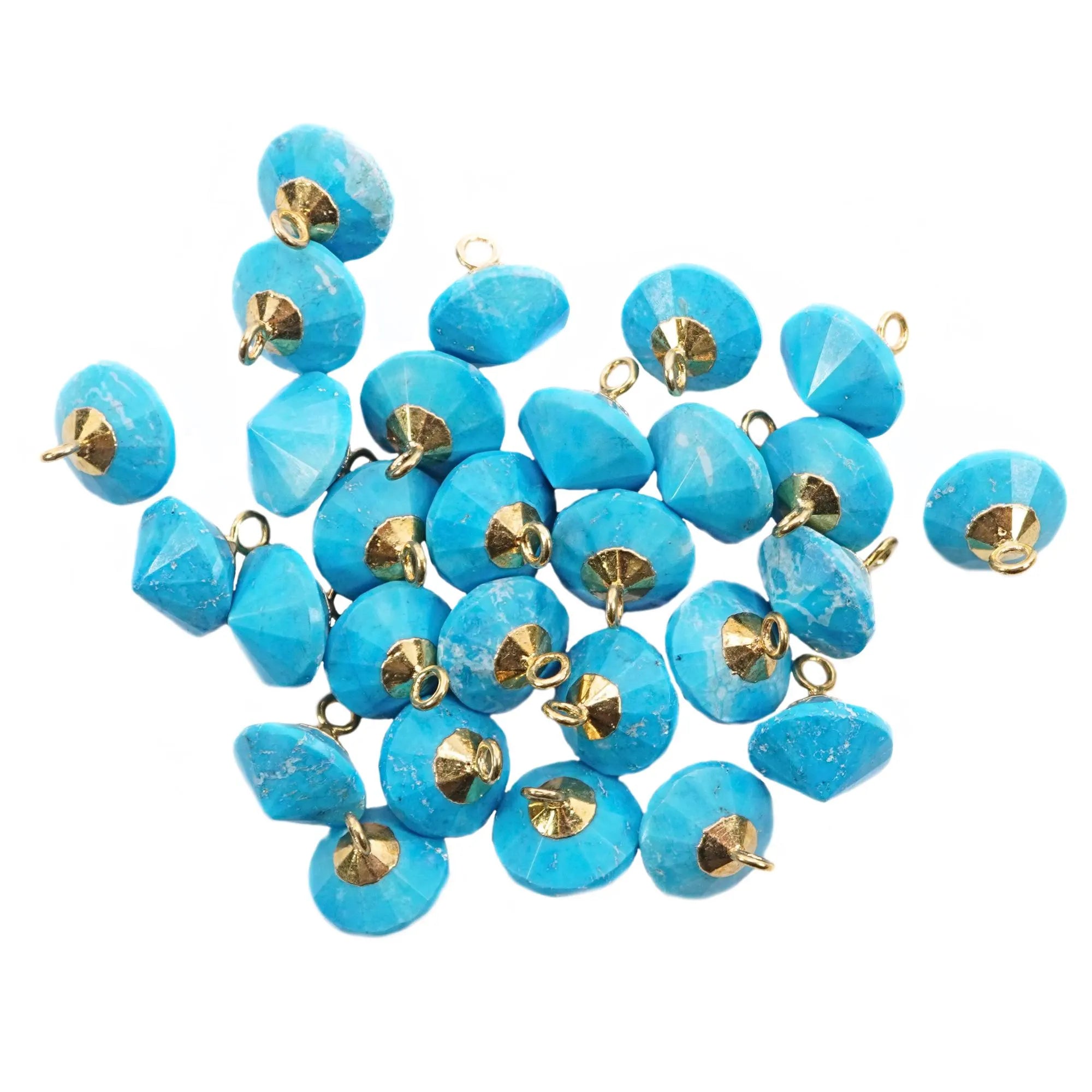 Howlite Flying Saucer Gemstone Gold Electroplated Charm Pendant 