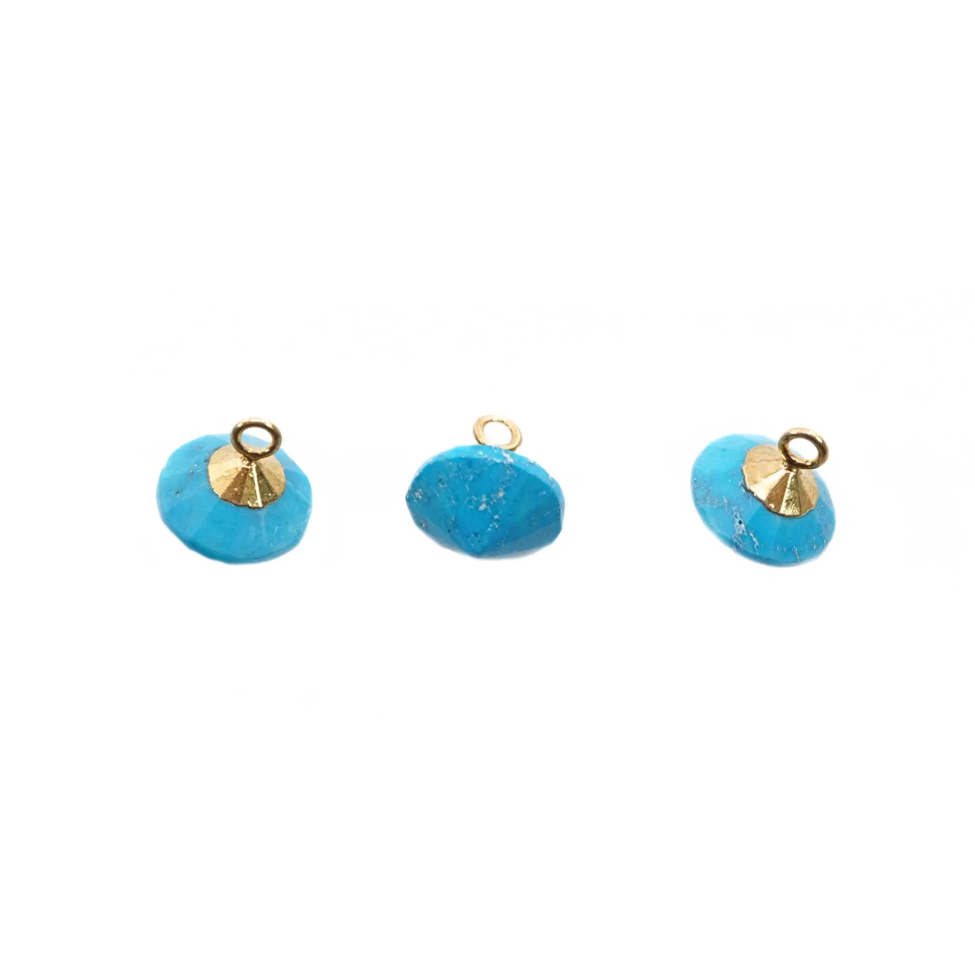 Howlite Flying Saucer Gemstone Gold Electroplated Charm Pendant 