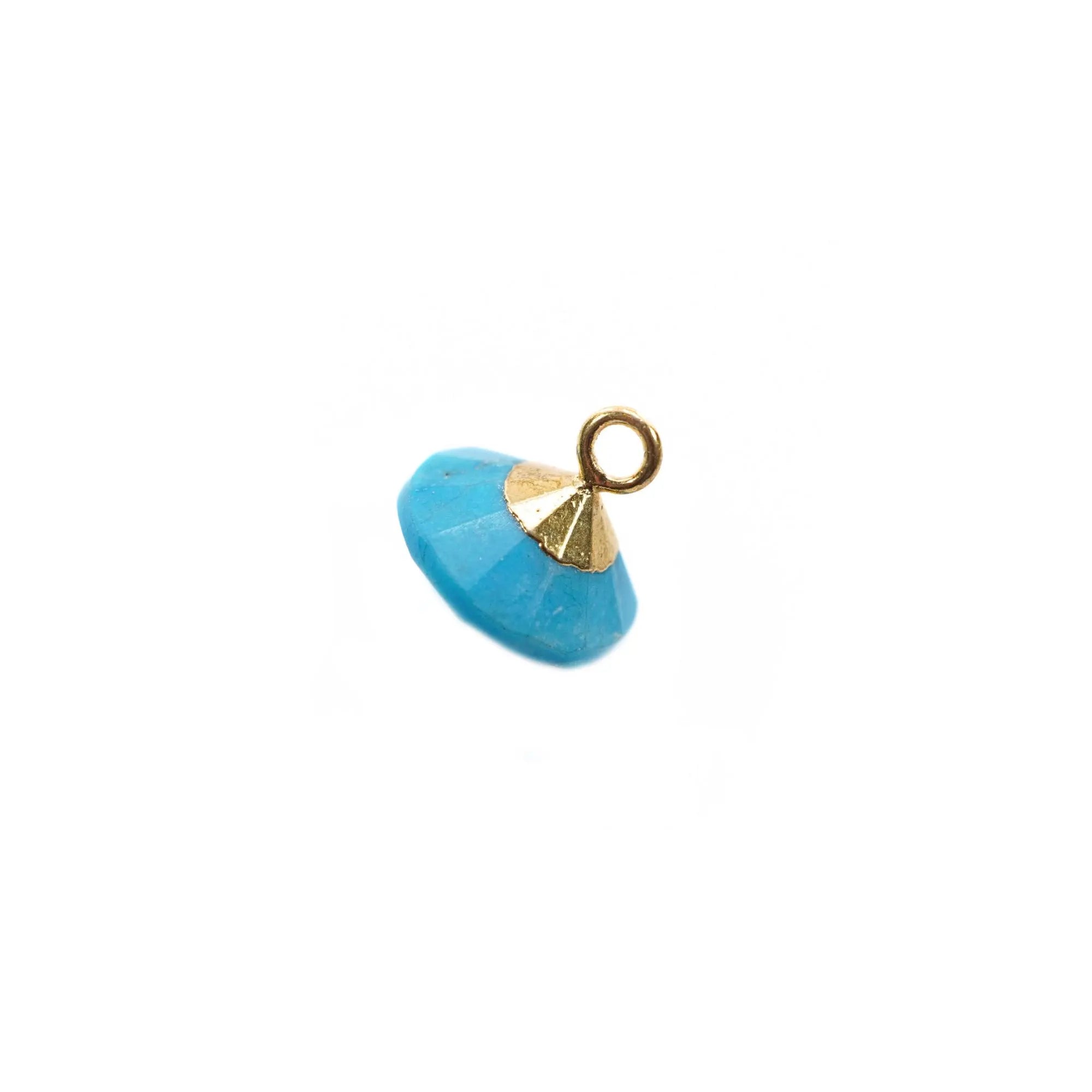 Howlite Flying Saucer Gemstone Gold Electroplated Charm Pendant 