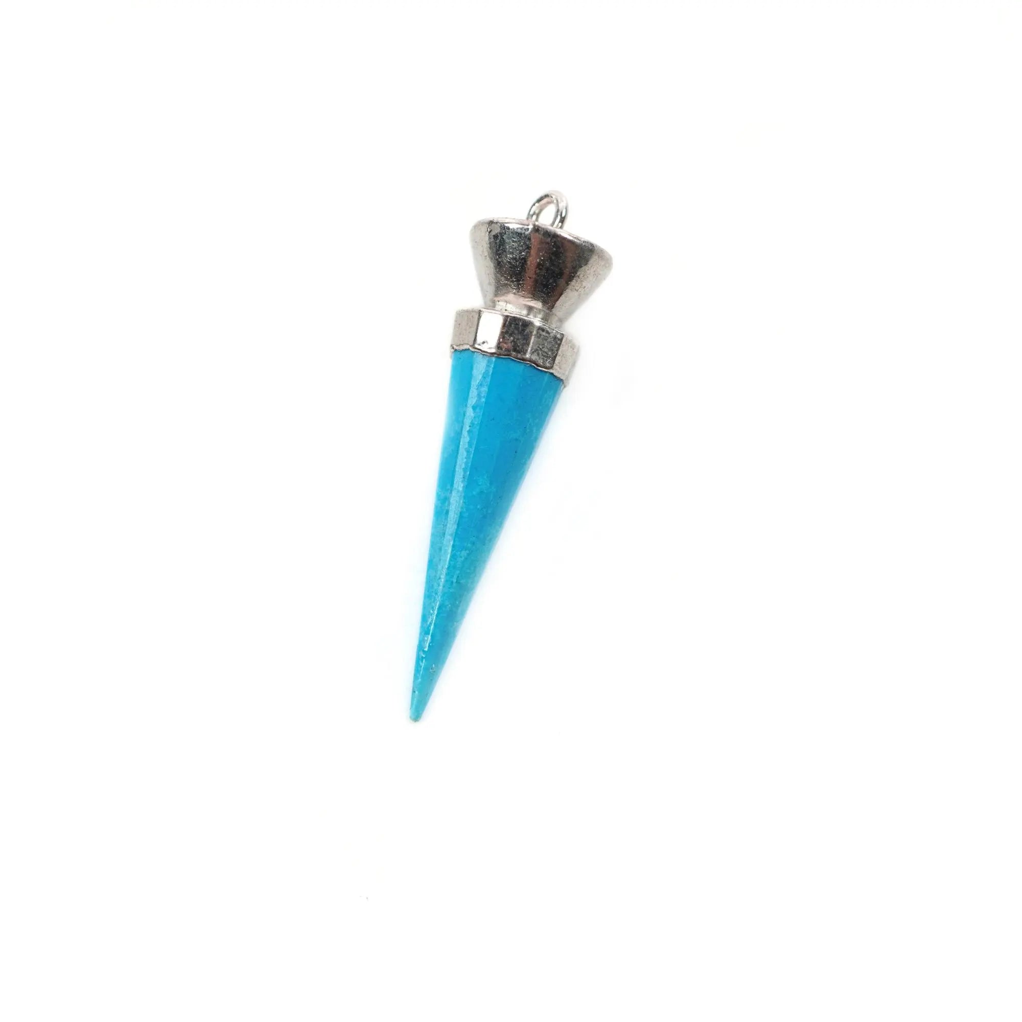 Howlite Turquoise Big Spike Gemstone Silver Electroplated Charm Pendant 