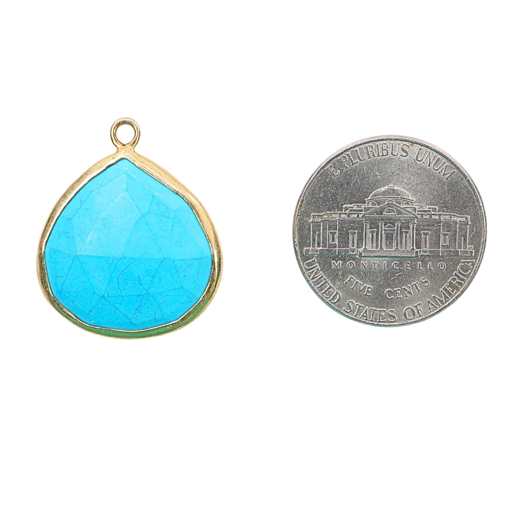 Howlite Turquoise Heart Shape Gemstone Gold Electroplated Charm Pendant 