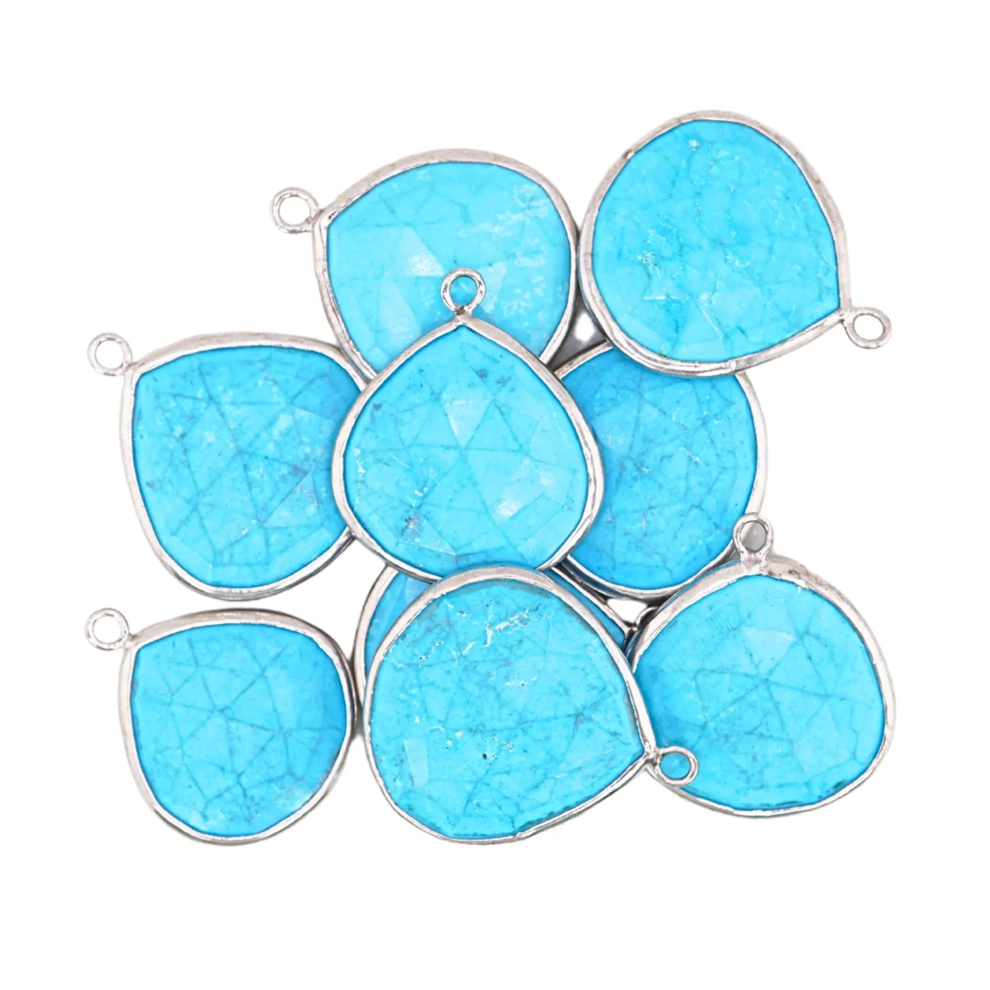 Howlite Turquoise Heart Shape Gemstone Silver Electroplated Charm Pendant