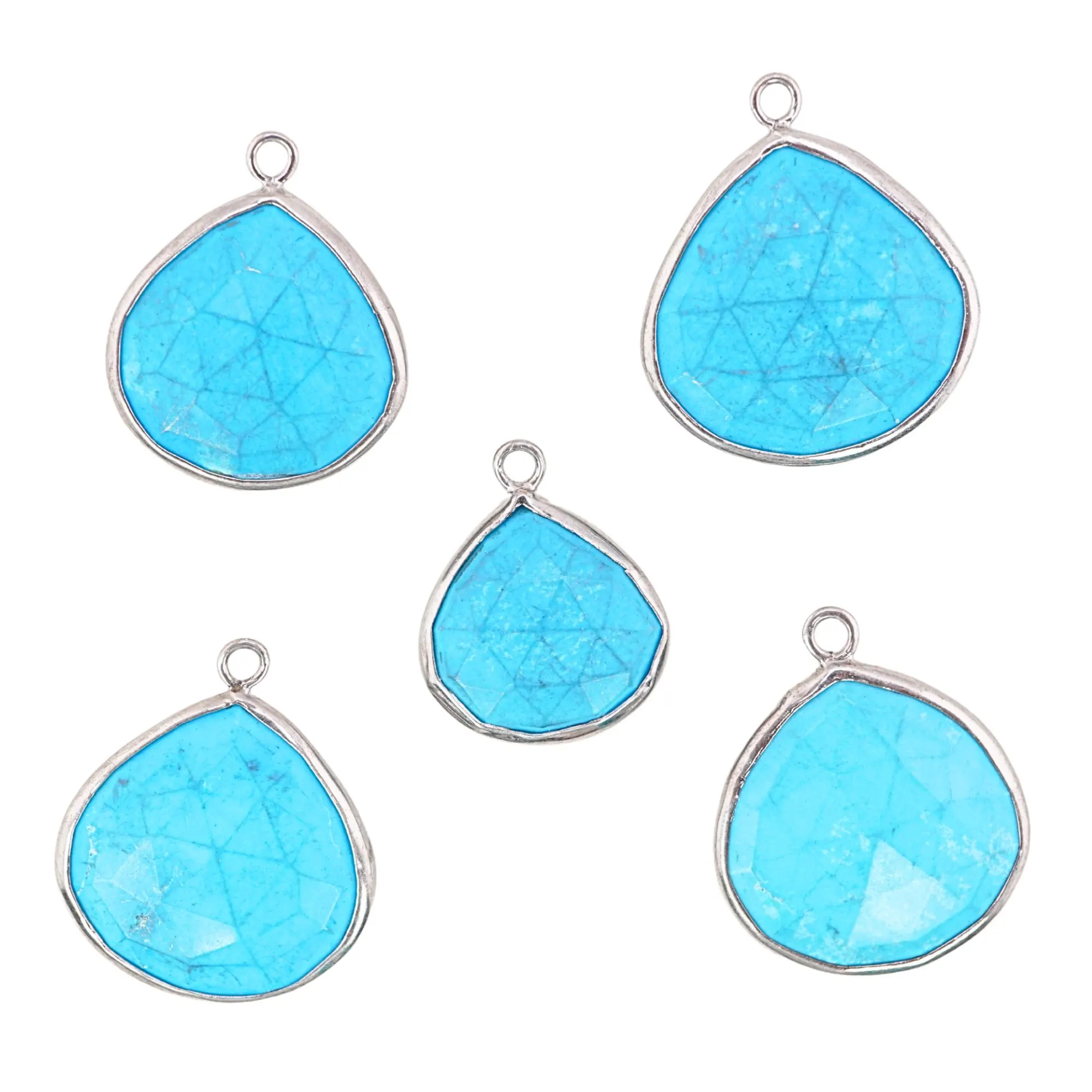 Howlite Turquoise Heart Shape Gemstone Silver Electroplated Charm Pendant