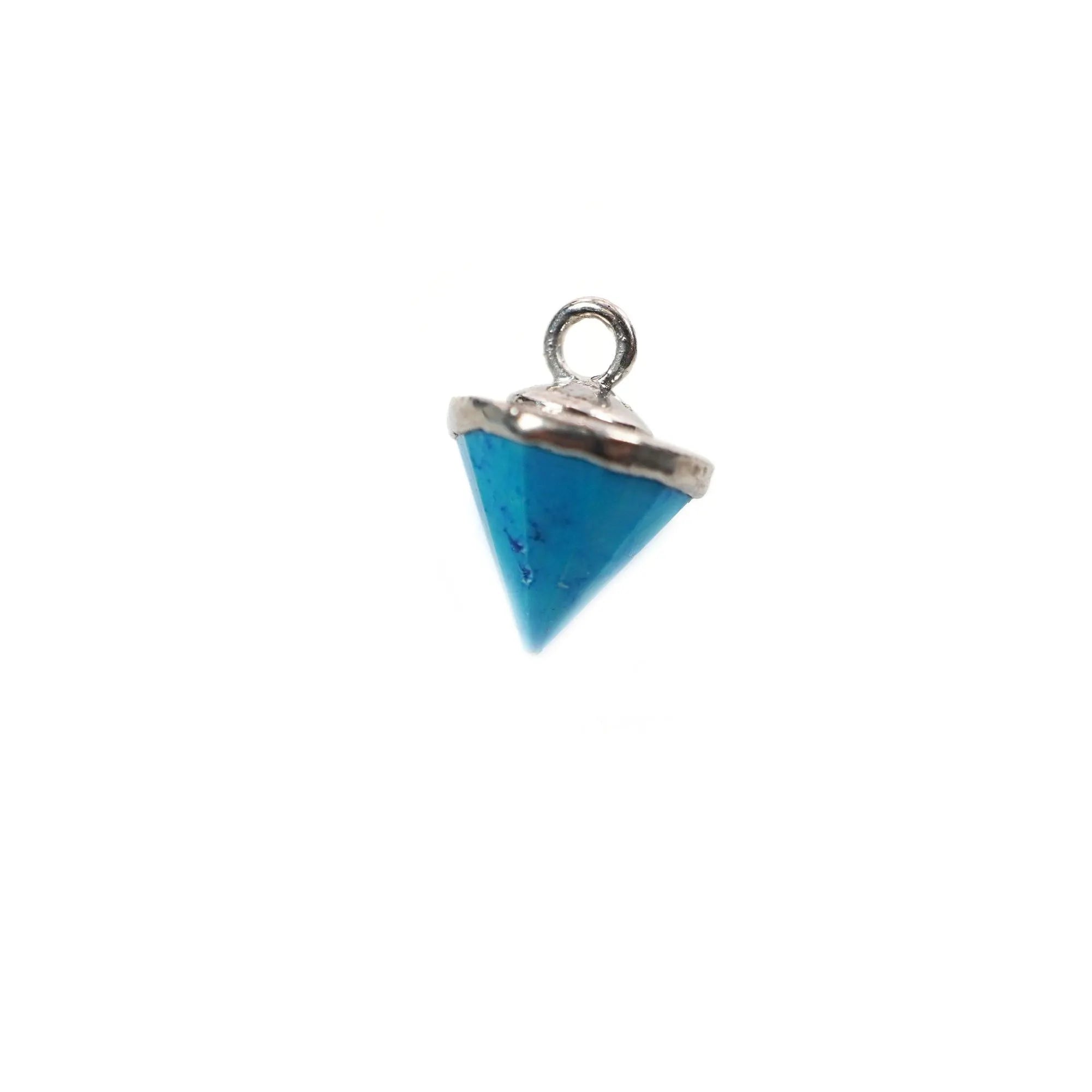 Howlite Turquoise Pointed Cone Shape Gemstone Silver Electroplated Charm Pendant 