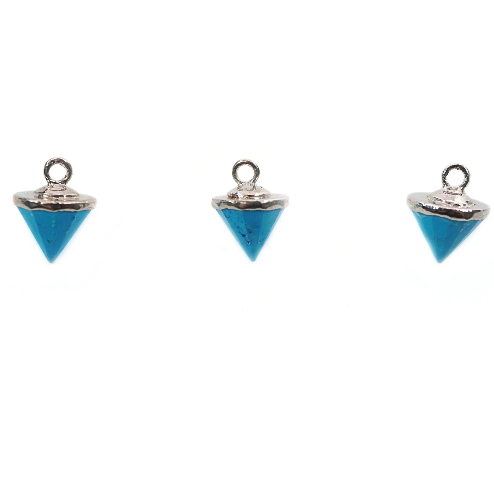 Howlite Turquoise Pointed Cone Shape Gemstone Silver Electroplated Charm Pendant 