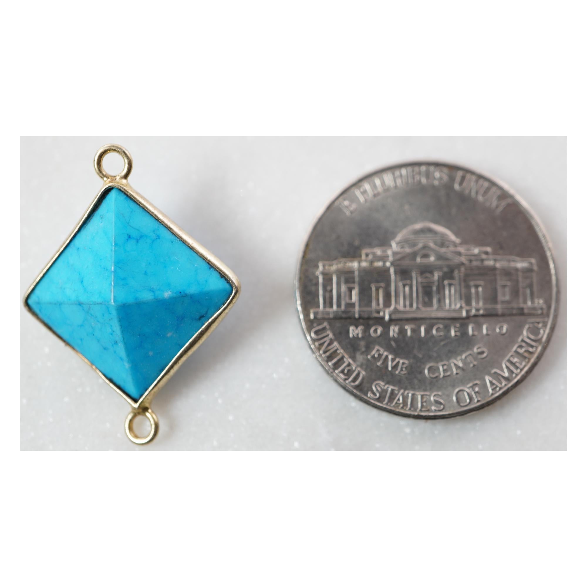 Howlite Turquoise Pyramid Shape Gemstone Silver Electroplated Charm Connector 