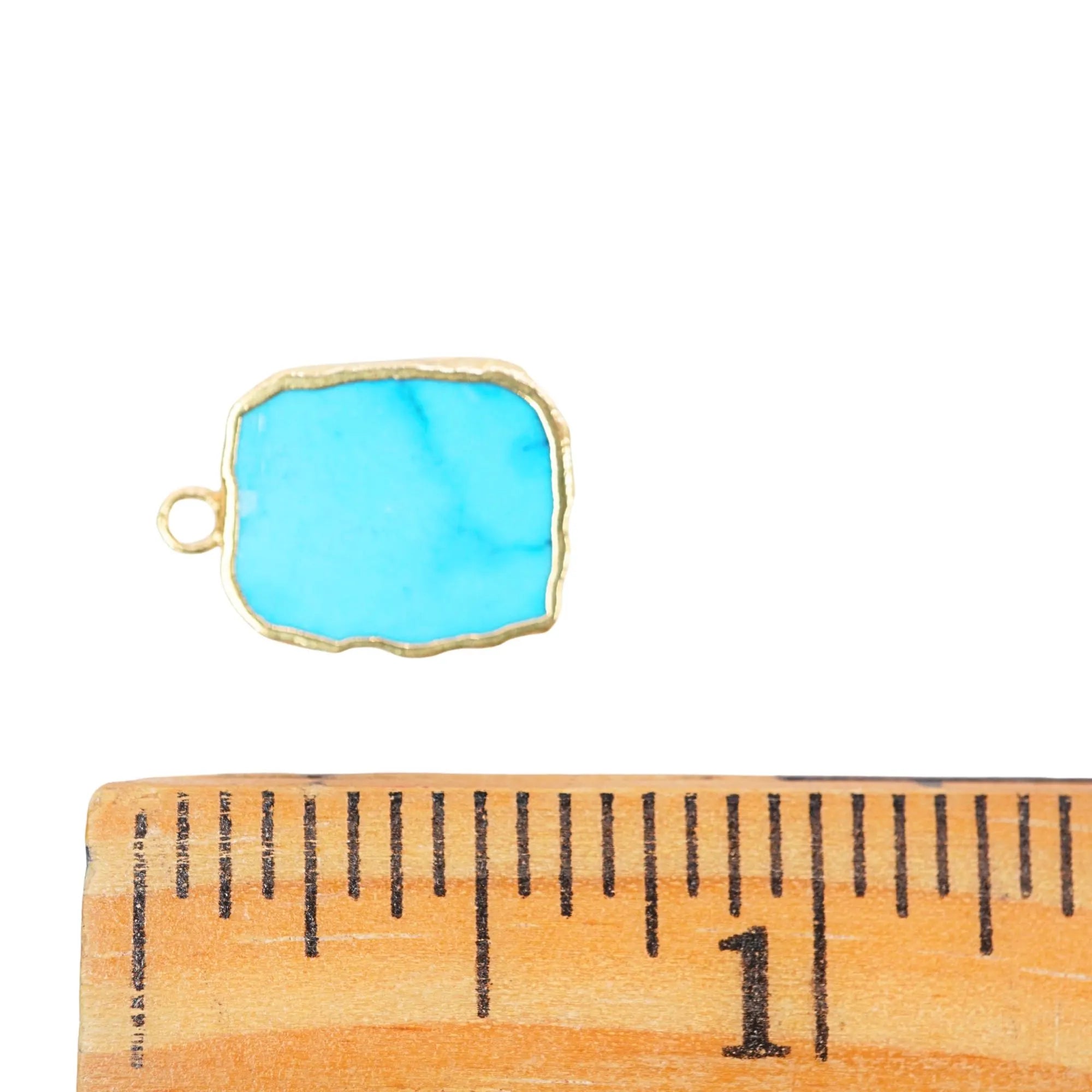 Howlite Turquoise Rectangle Shape Gemstone Gold Electroplated Charm Pendant