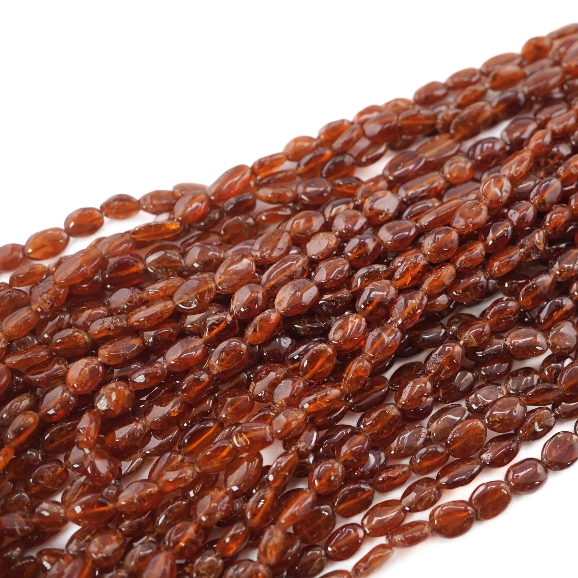 Hessonite Garnet Smooth Oval Shape Gemstone Strand Beads 
