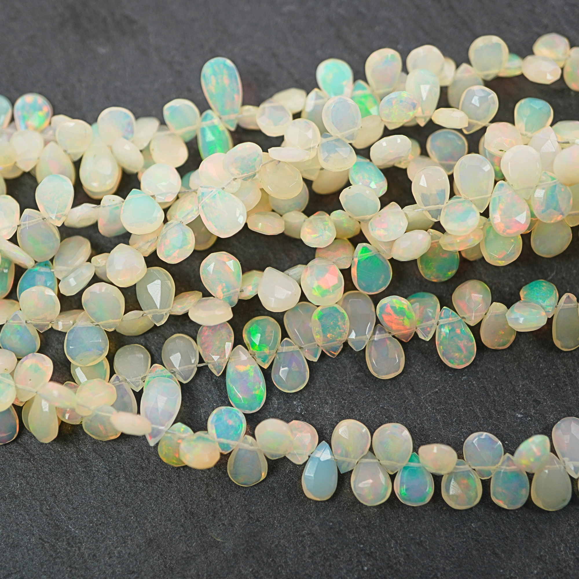 Ethiopian Opal Faceted Pear Shape Gemstone Stand Beads