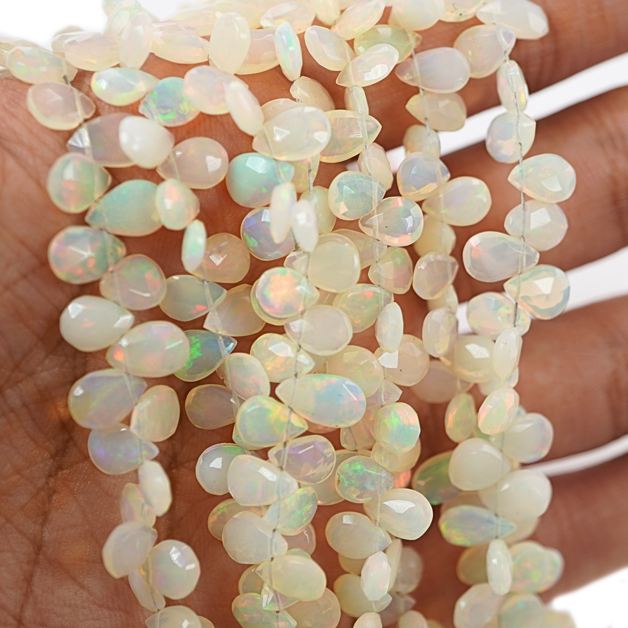 Ethiopian Opal Faceted Pear Shape Gemstone Stand Beads