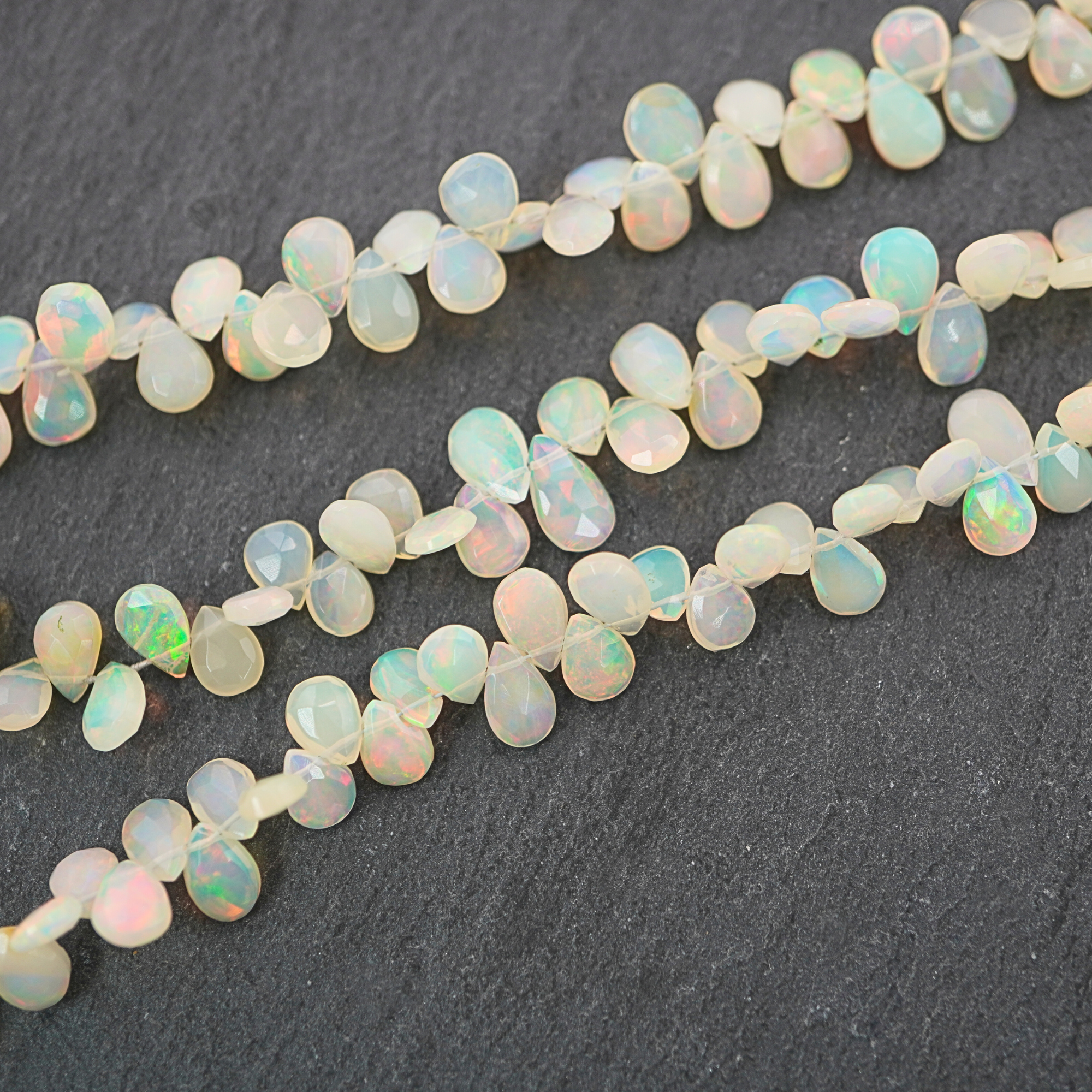 Ethiopian Opal Faceted Pear Shape Stand Beads