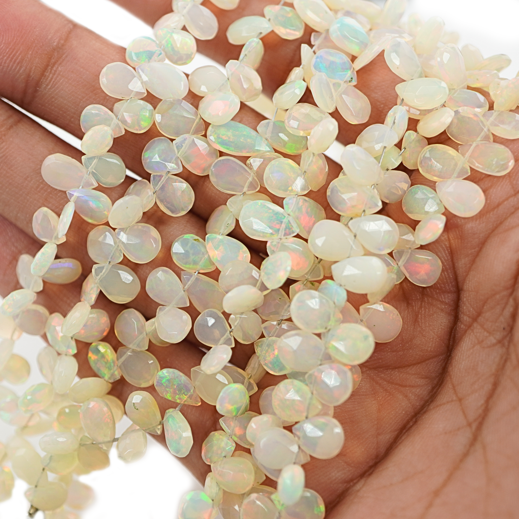 Ethiopian Opal Faceted Pear Shape Stand Beads