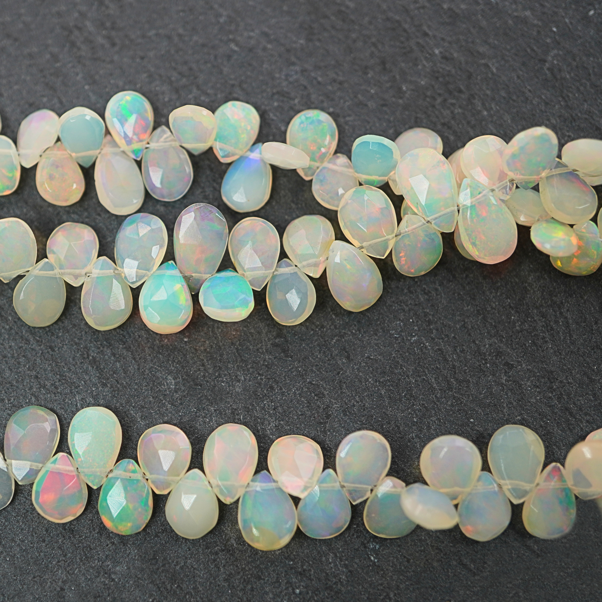 Ethiopian Opal Faceted Pear Shape Stand Beads