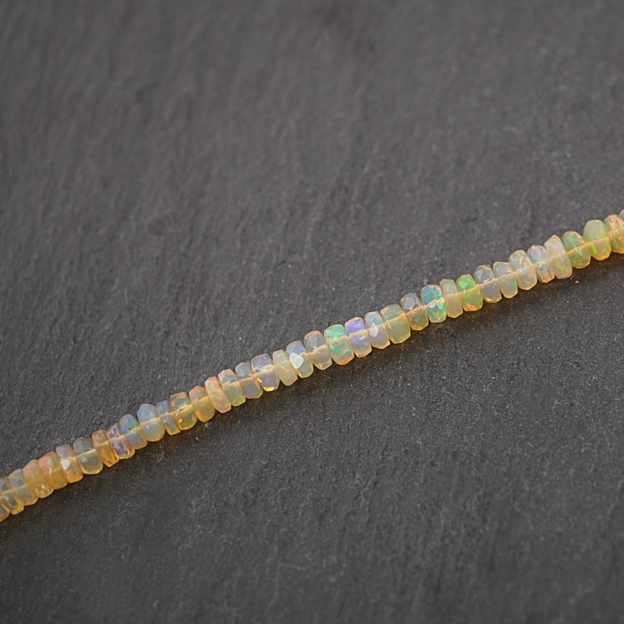 Ethiopian Opal Faceted Rondelle Button Shape Gemstone Stand Beads