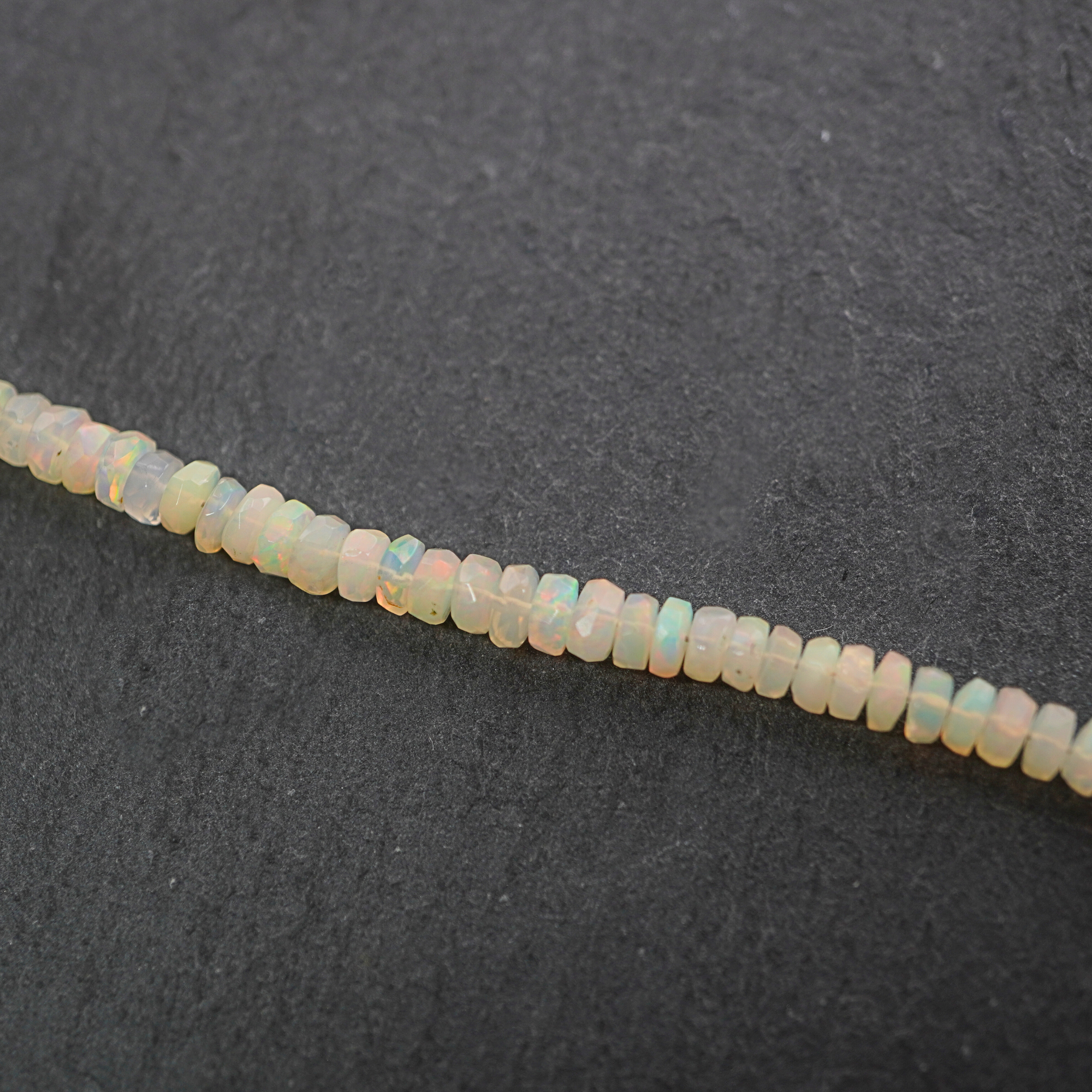 Ethiopian Opal Faceted Rondelle Button Shape Gemstone Stand Beads