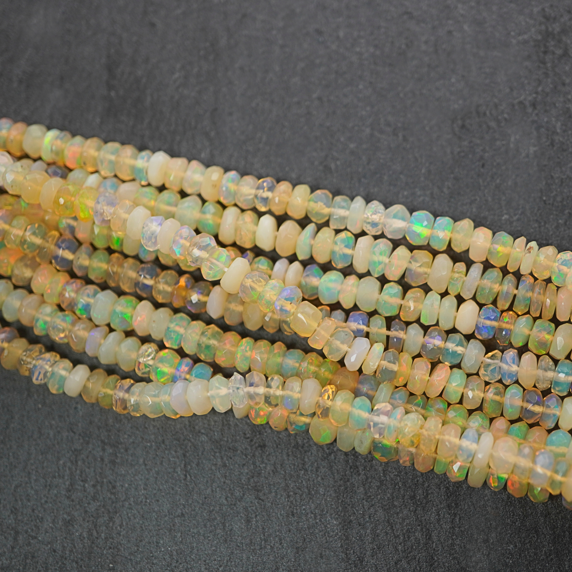 Ethiopian Faceted Rondelle Button Shape Gemstone Stand Beads