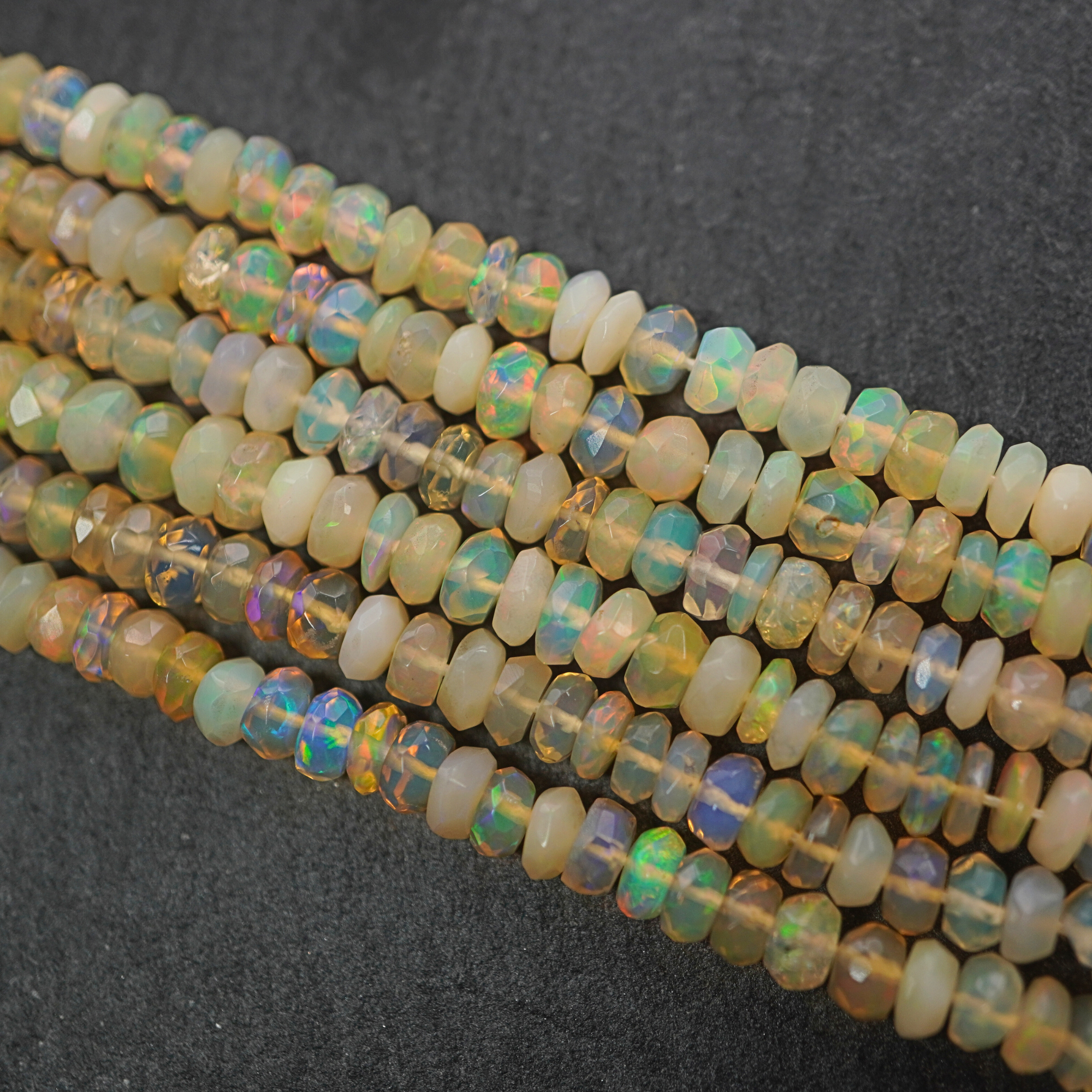 Ethiopian Faceted Rondelle Button Shape Gemstone Stand Beads