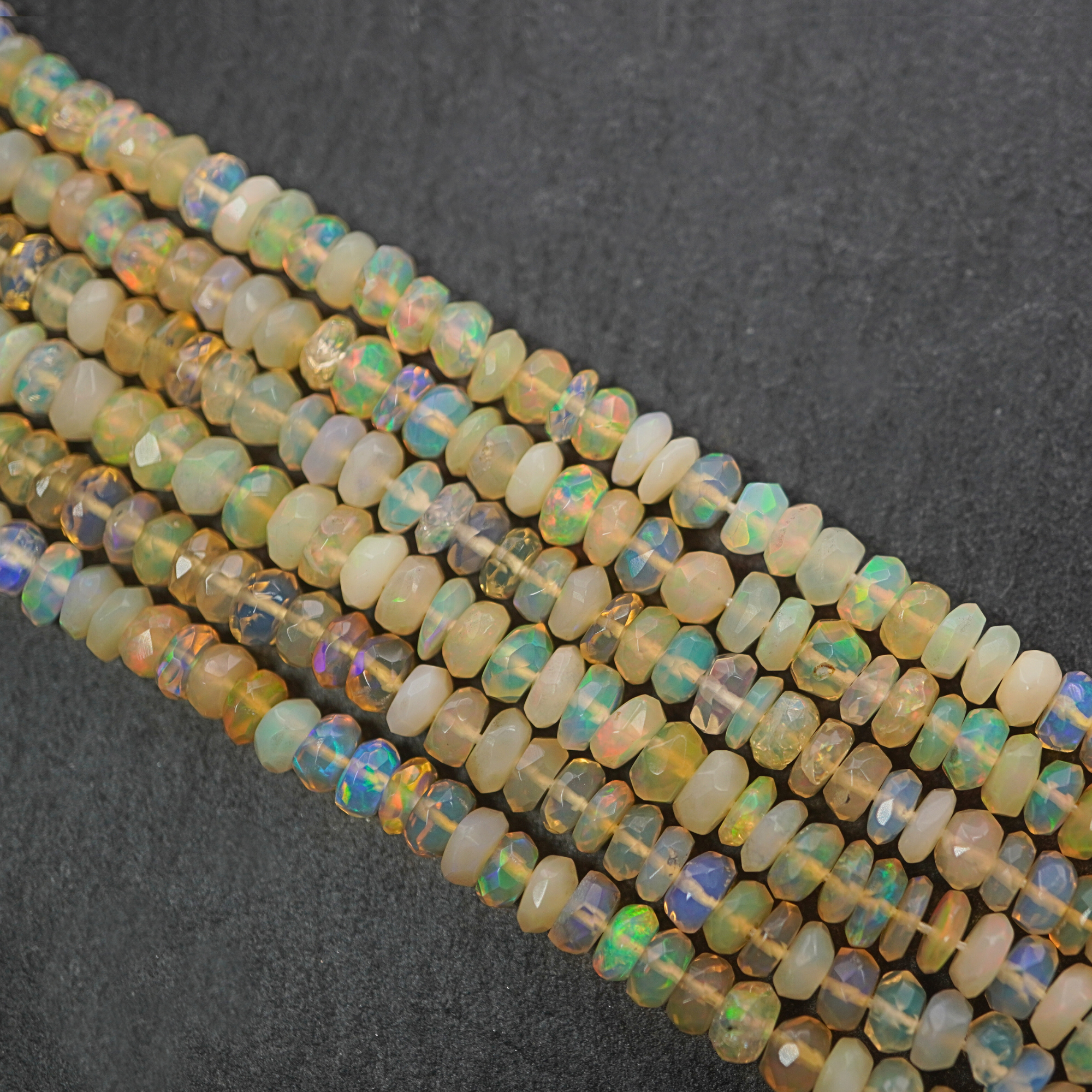 Ethiopian Faceted Rondelle Button Shape Gemstone Stand Beads