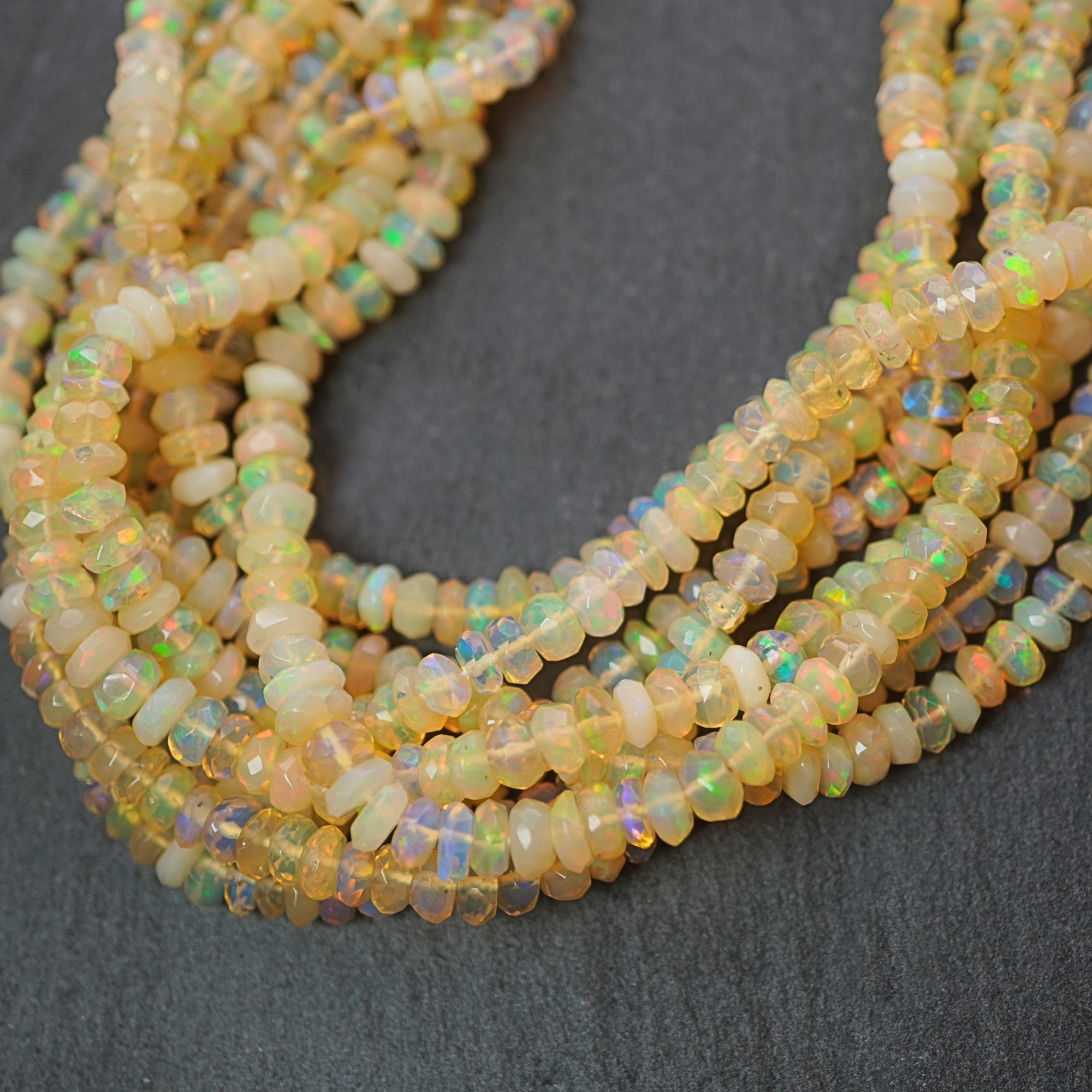 Ethiopian Faceted Rondelle Button Shape Gemstone Stand Beads