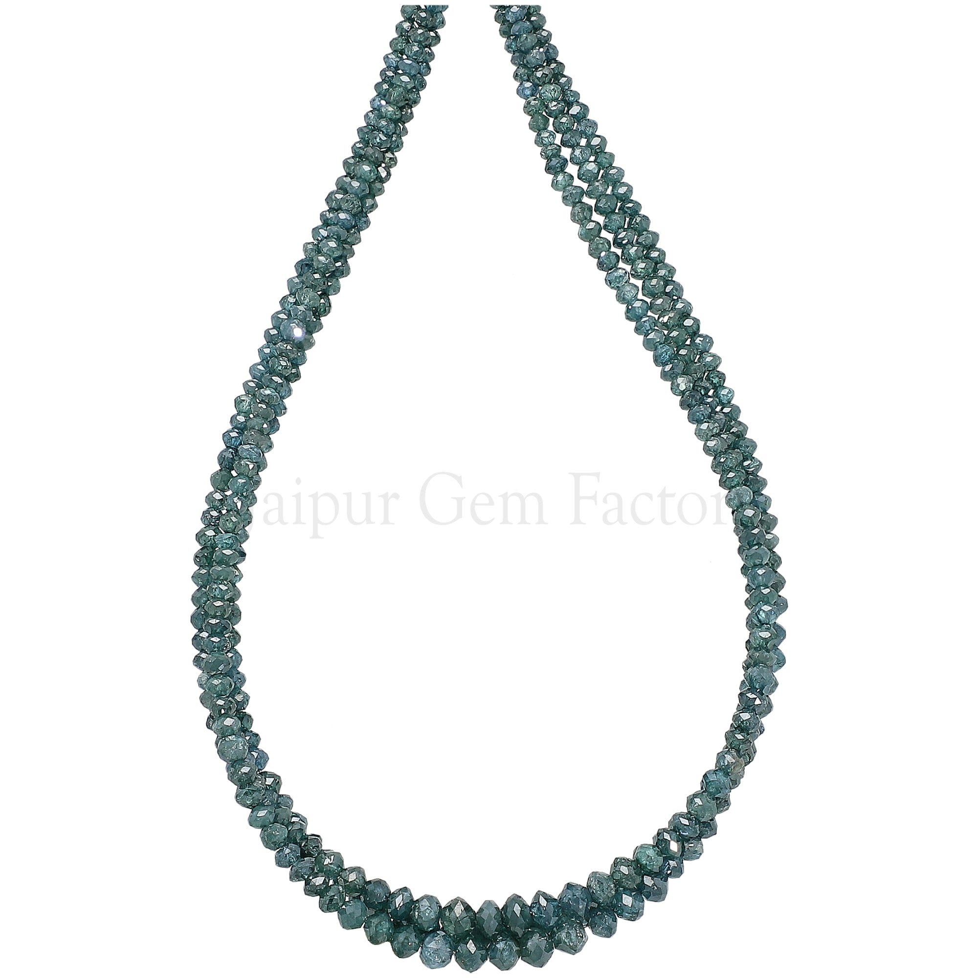 Greenish Blue Diamond Button Shape Gemstone Strand Beads 