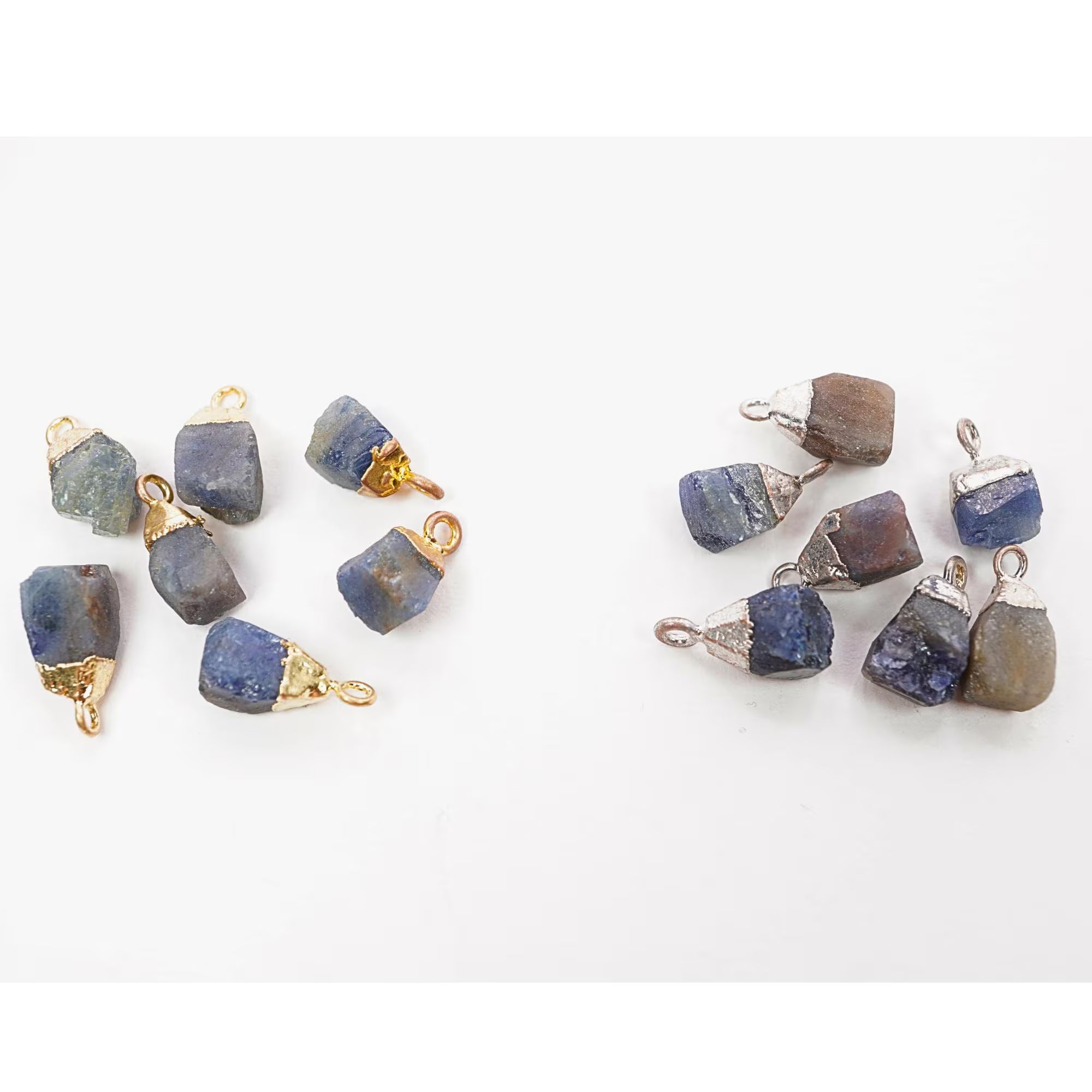 Iolite Rough Shape Gemstone Gold Electroplated Charm Pendant