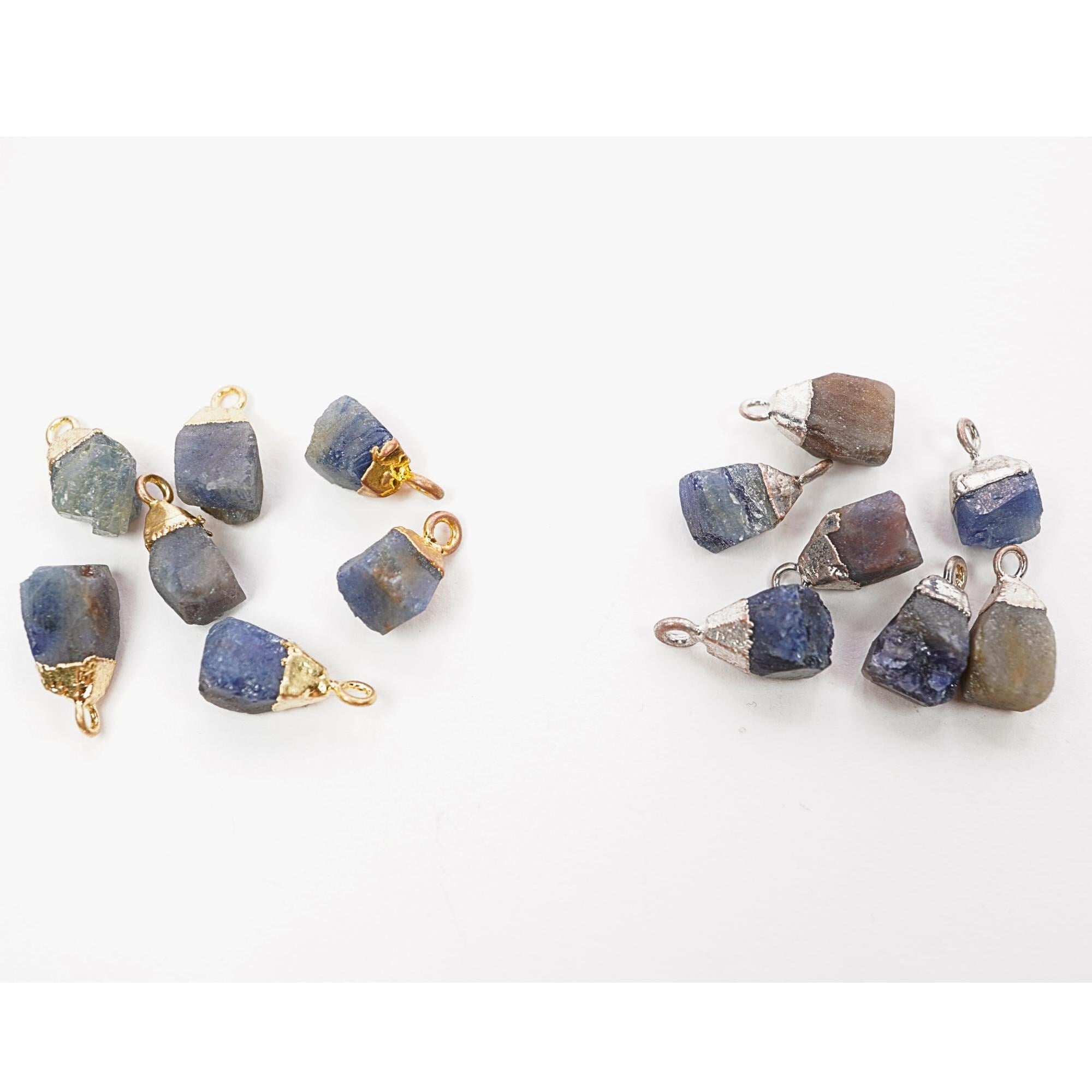 Iolite Rough Shape Gemstone Silver Electroplated Charm Pendant 