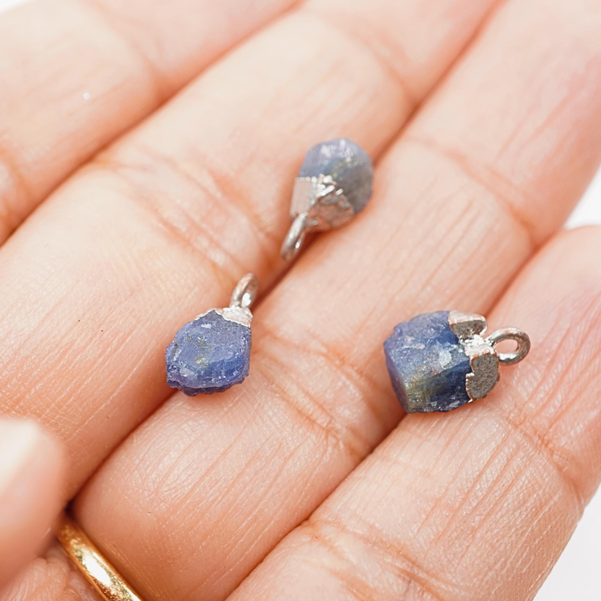 Iolite Rough Shape Gemstone Silver Electroplated Charm Pendant 