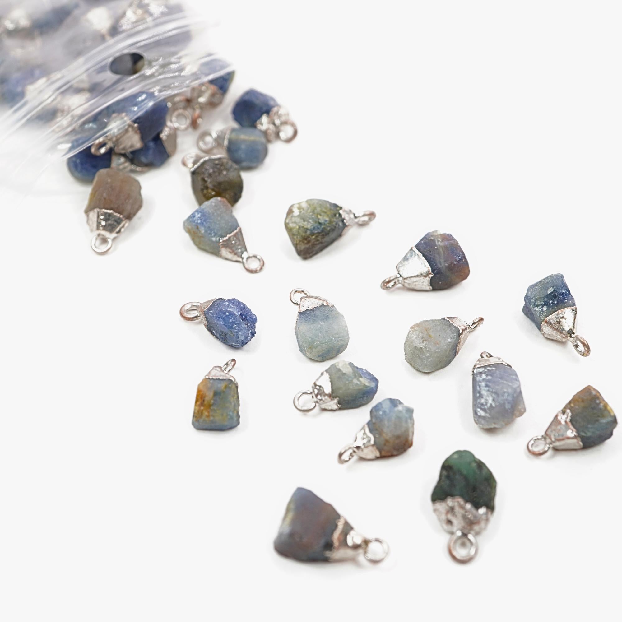 Iolite Rough Shape Gemstone Silver Electroplated Charm Pendant 