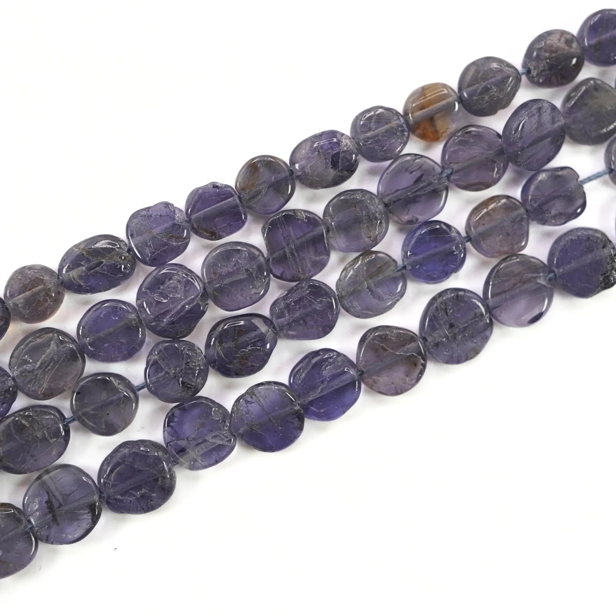 Iolite Smooth Coin Shape Gemstone Strand Beads